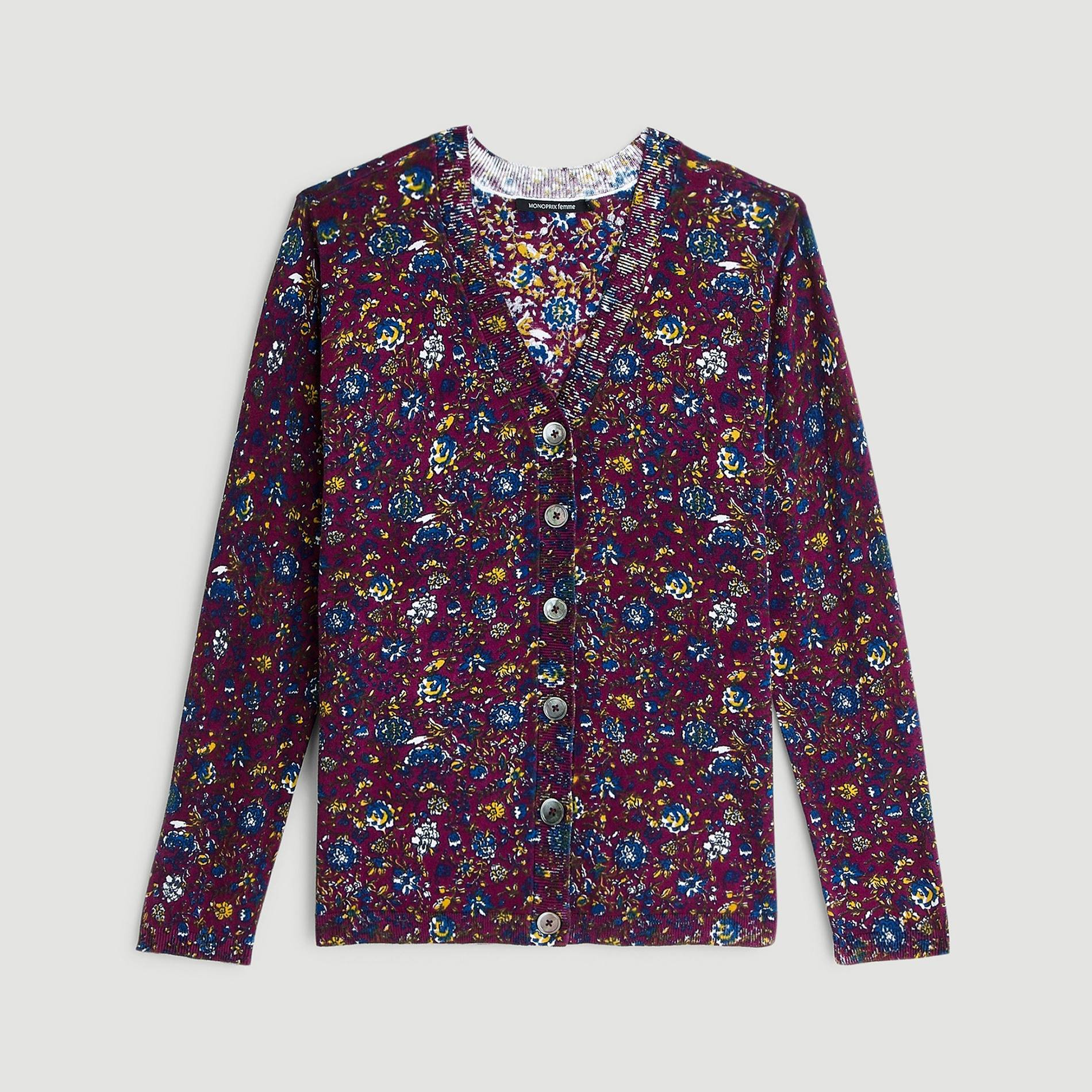 Gilet loose imprimé en coton, Prune, large image number 2.0