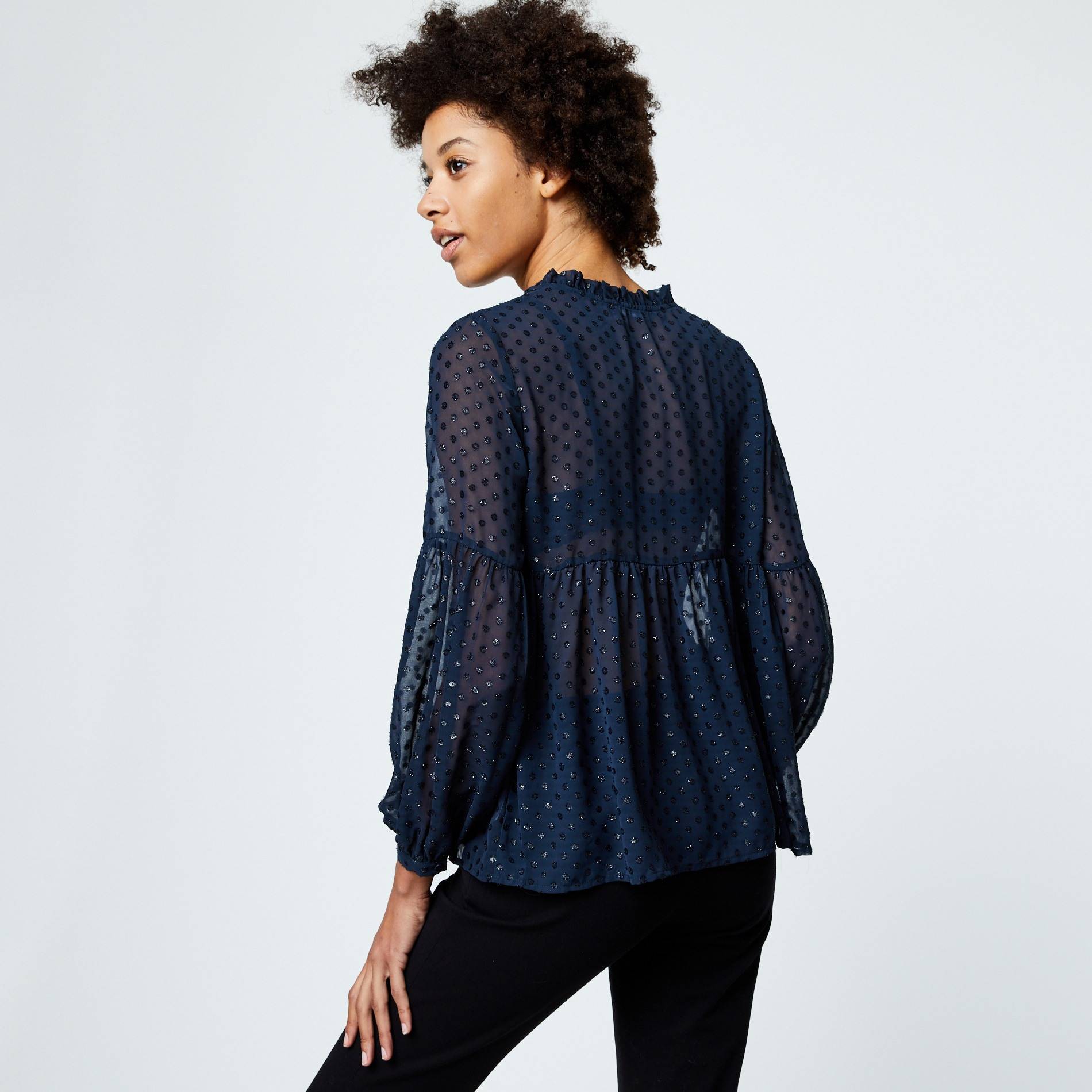 Blouse à pois, Indigo, large image number 1