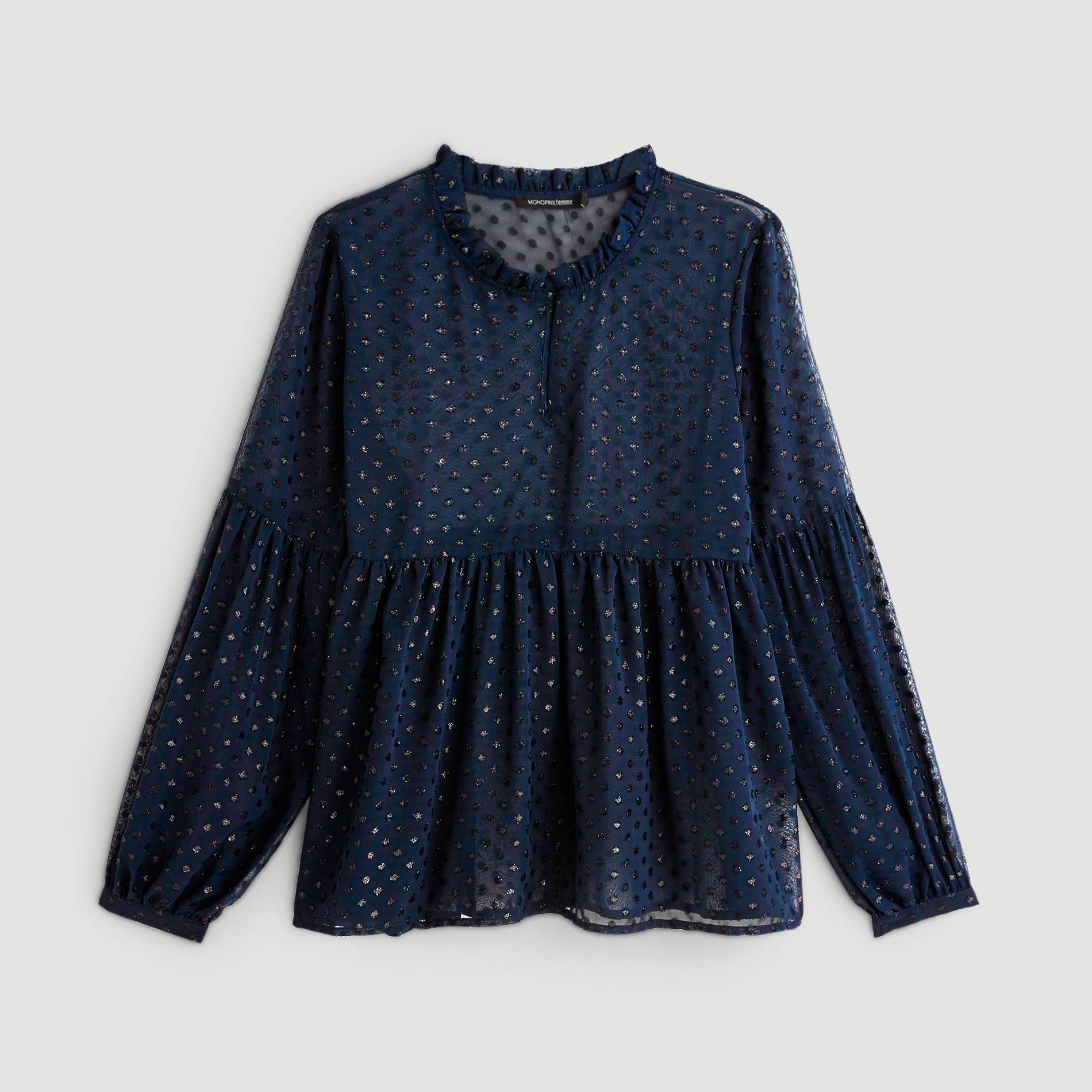 Blouse à pois, Indigo, large image number 2.0