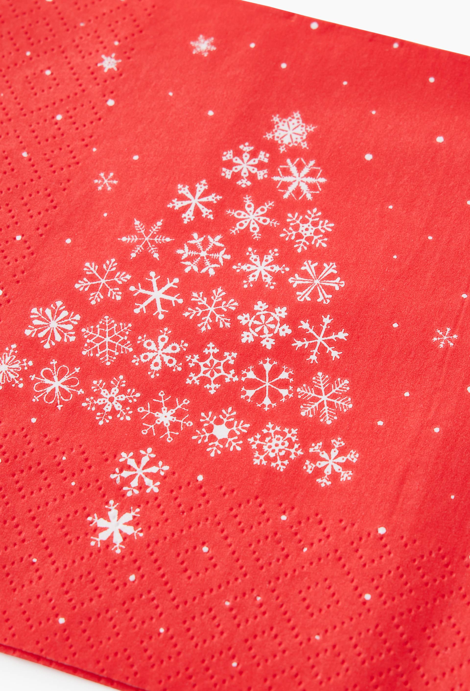 20 serviettes 33*33 imprimé sapin et  flocon, Rouge, large image number 1