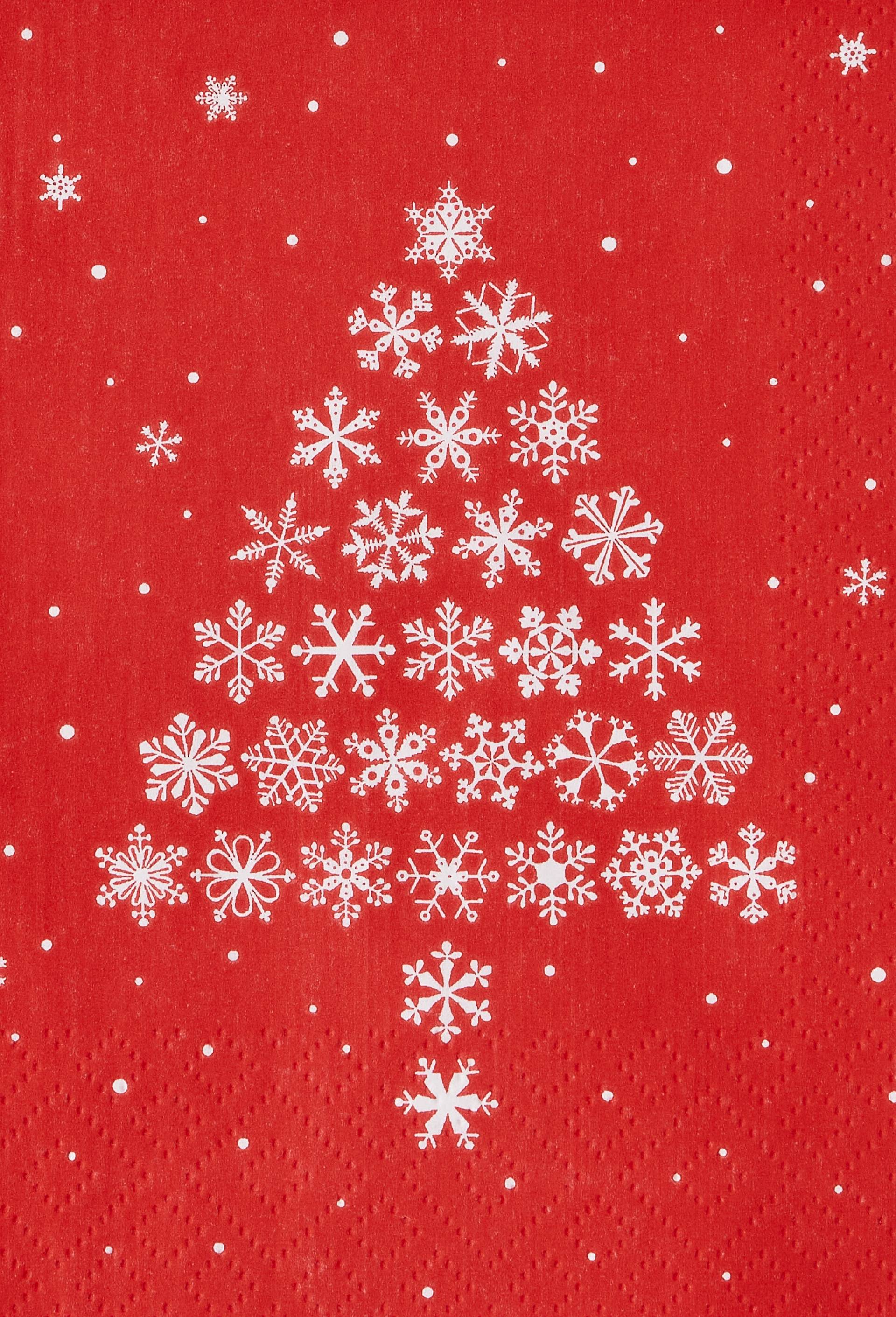 20 serviettes 33*33 imprim&eacute; sapin et  flocon, Rouge, large image number 1.0