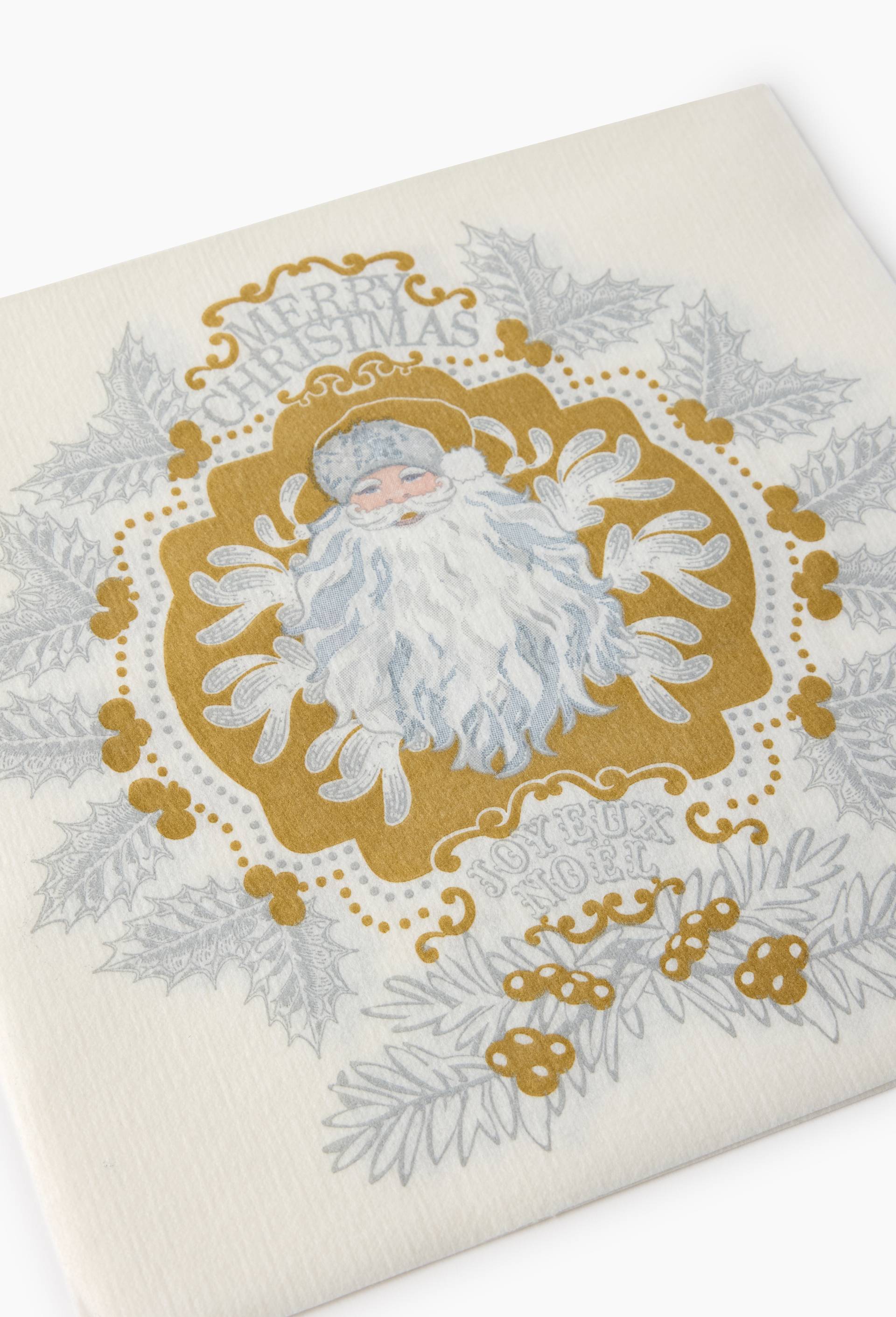 20 serviettes 40x40 p&egrave;re no&euml;l, Jaune, large image number 1