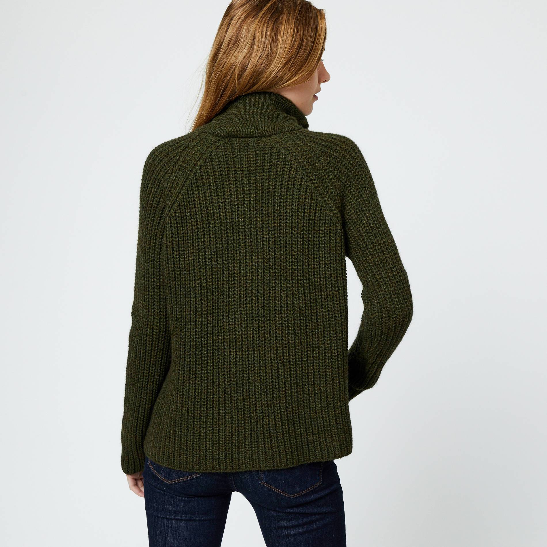 Cardigan zippé côtelé contenant de la laine, Kaki, large image number 1