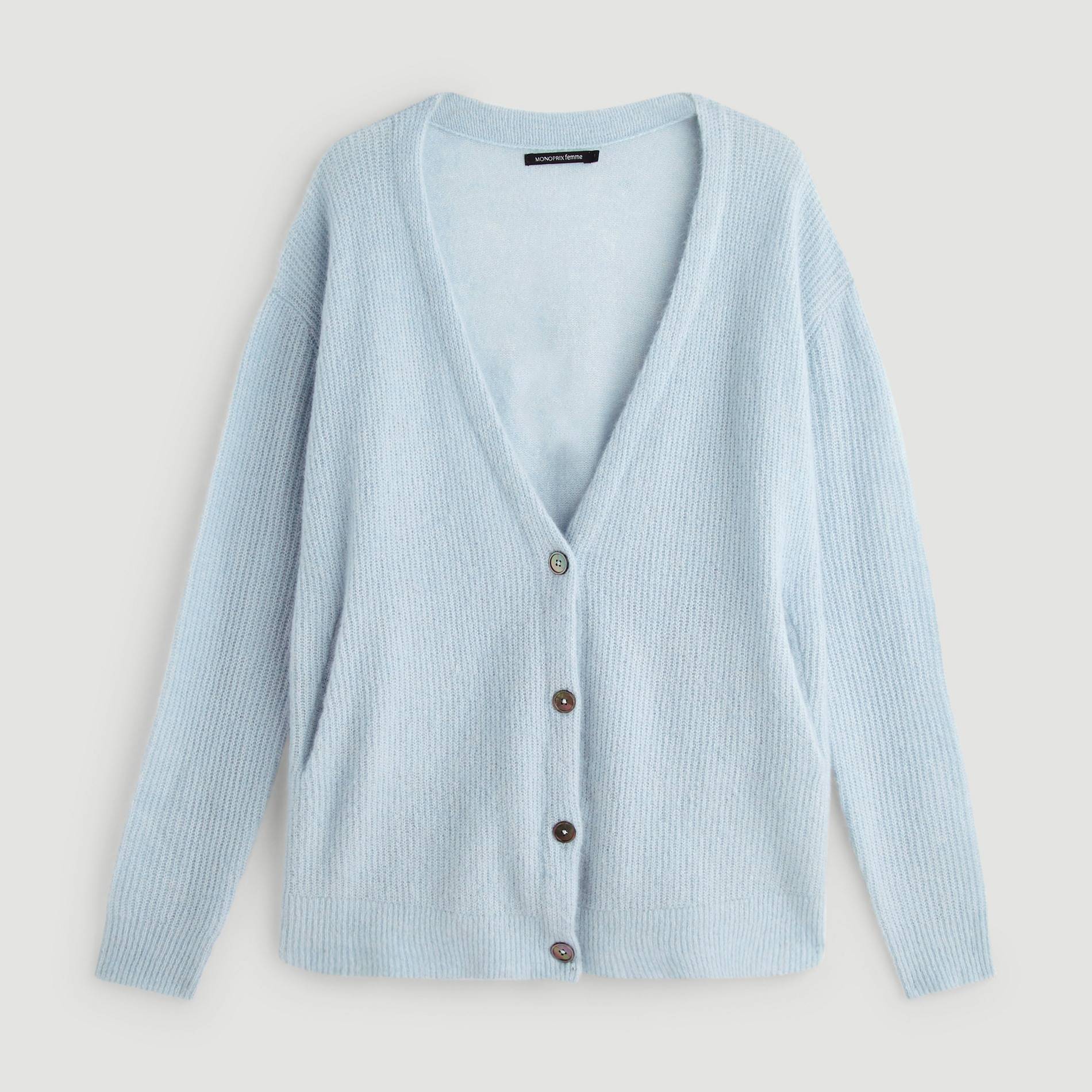 Grand gilet contenant du mohair, Indigo, large image number 2.0
