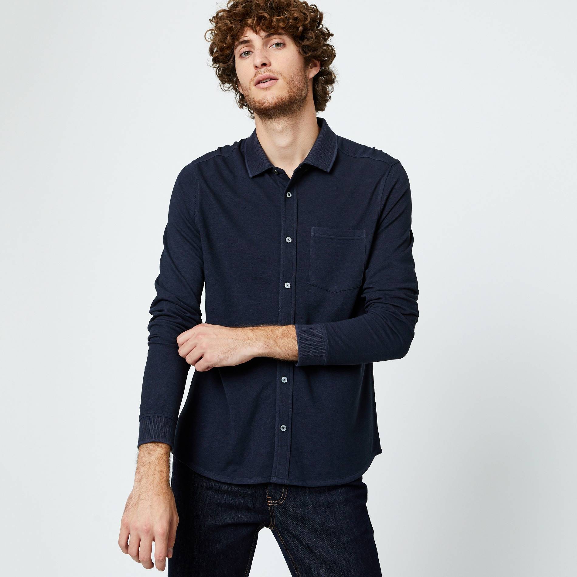 Chemise jersey, Bleu marine, large image number 0