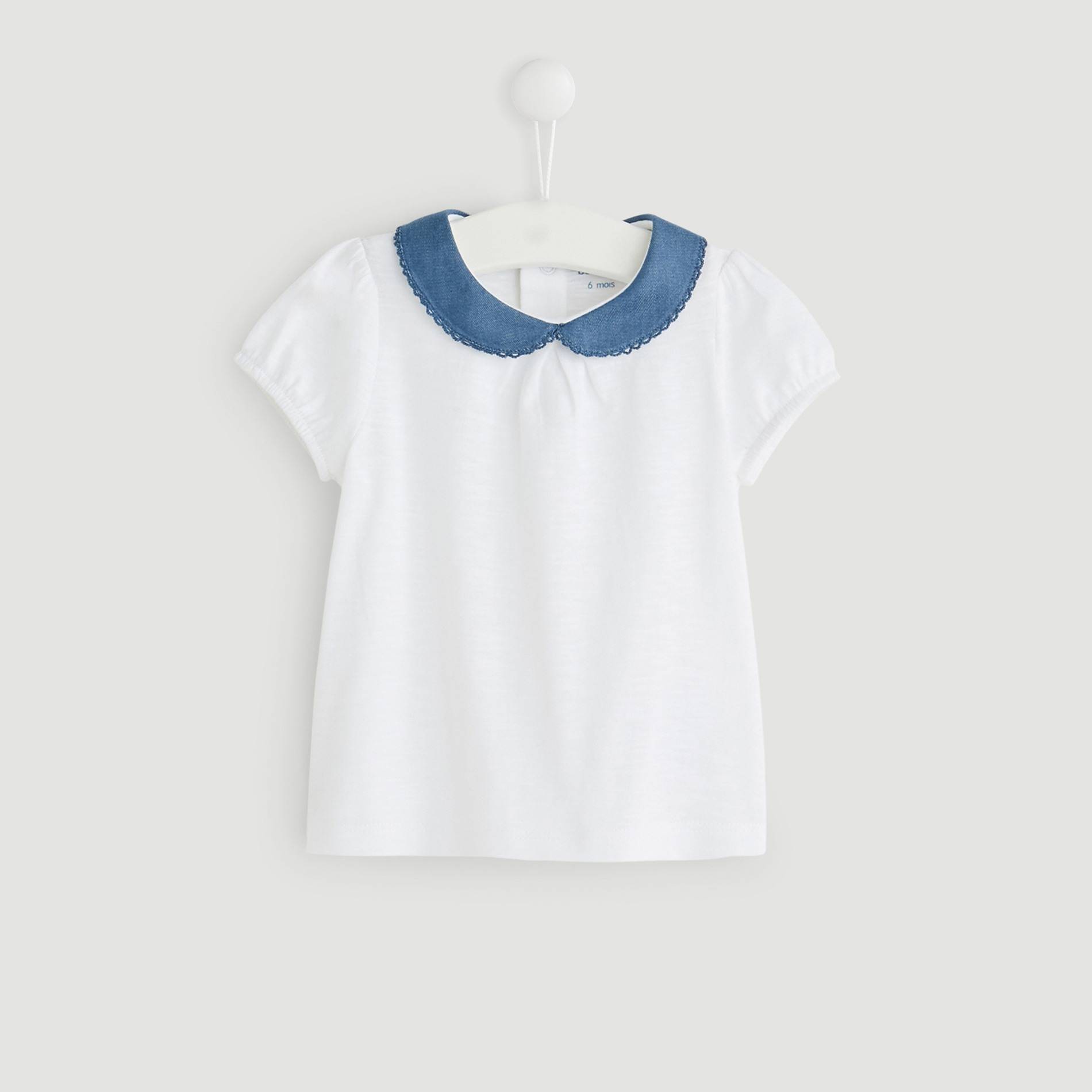Blouse manches courtes à col, Blanc, large image number 0