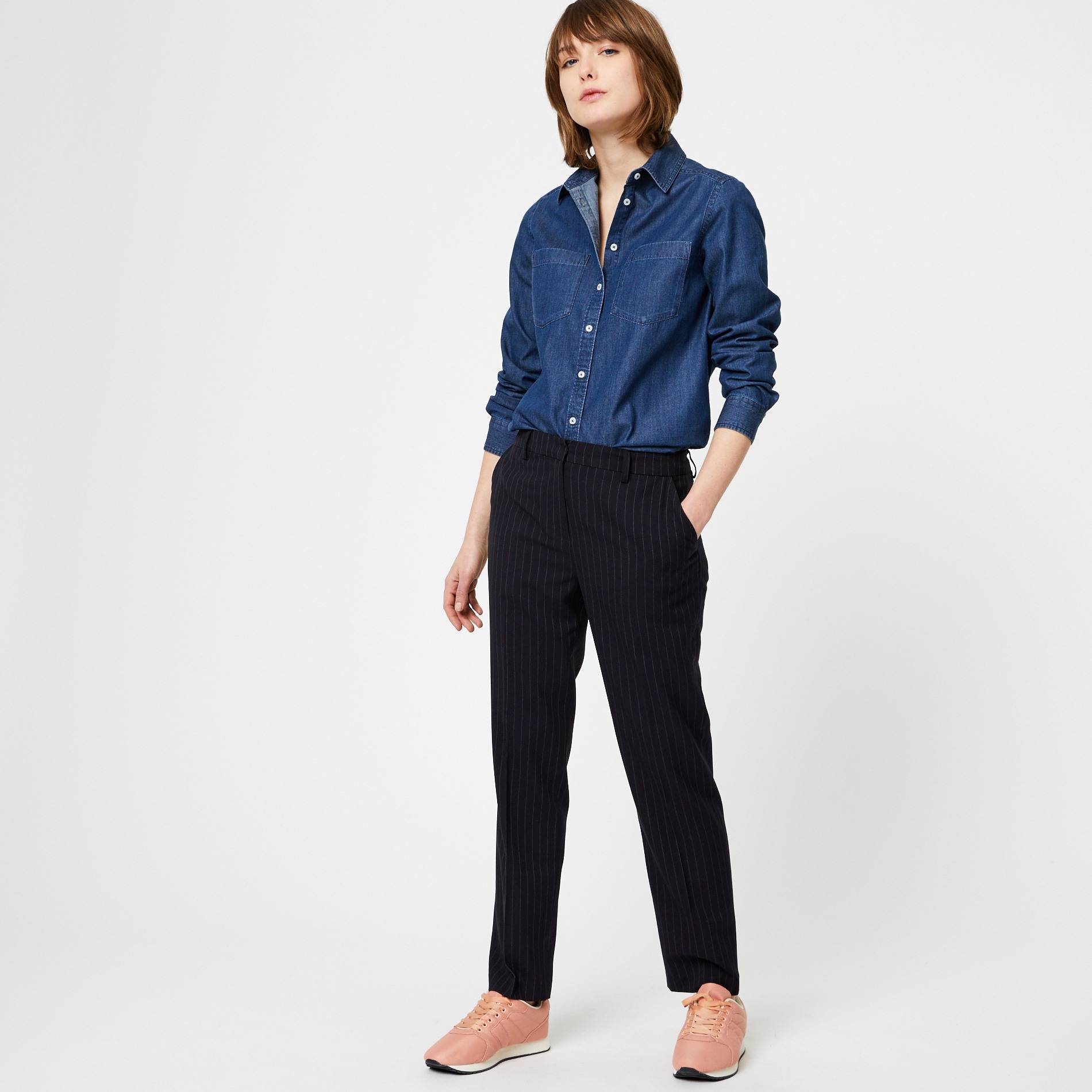 Pantalon plis cassés, Bleu marine, large image number 0