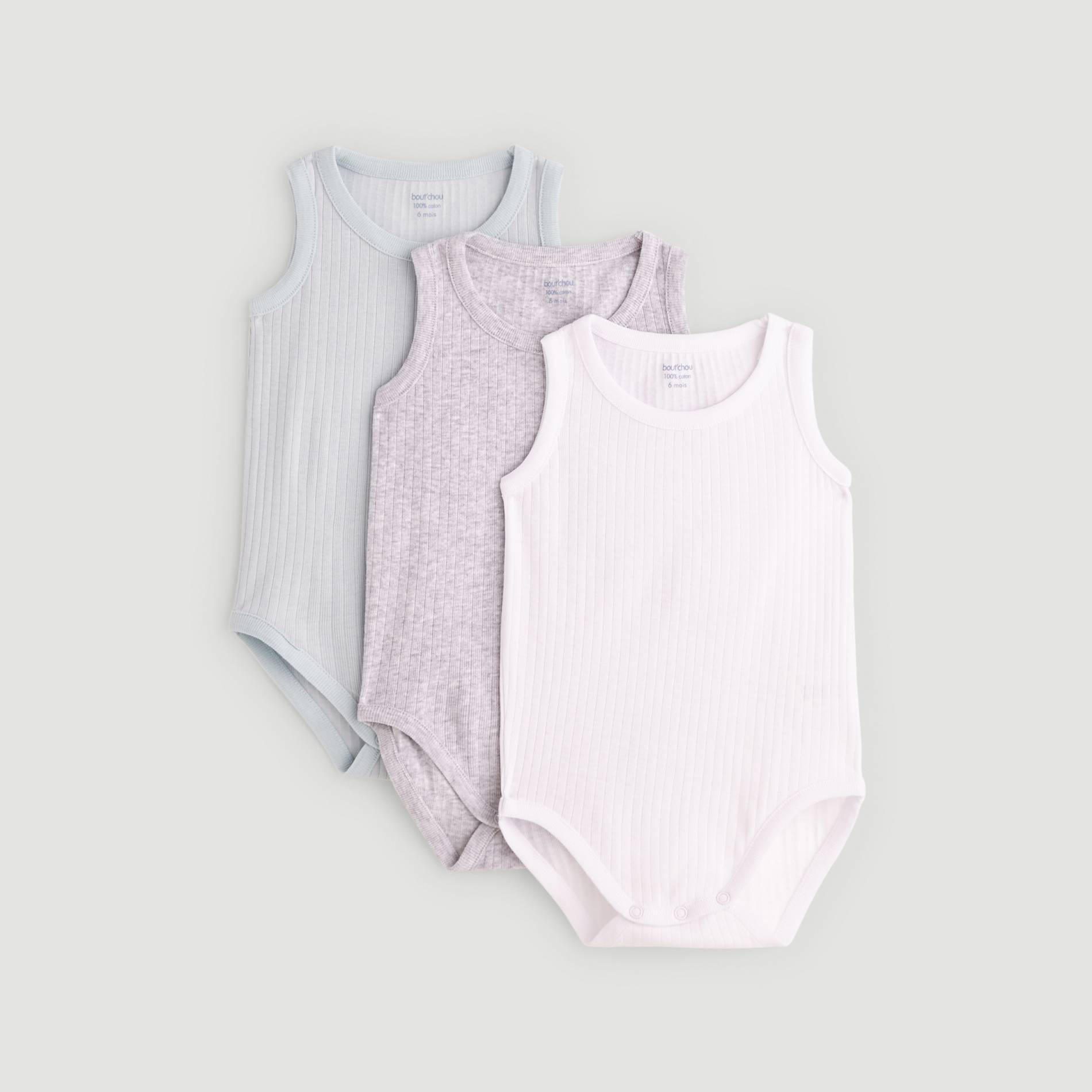 Lot de 3 bodies sans manches, Blanc, large image number 0.0