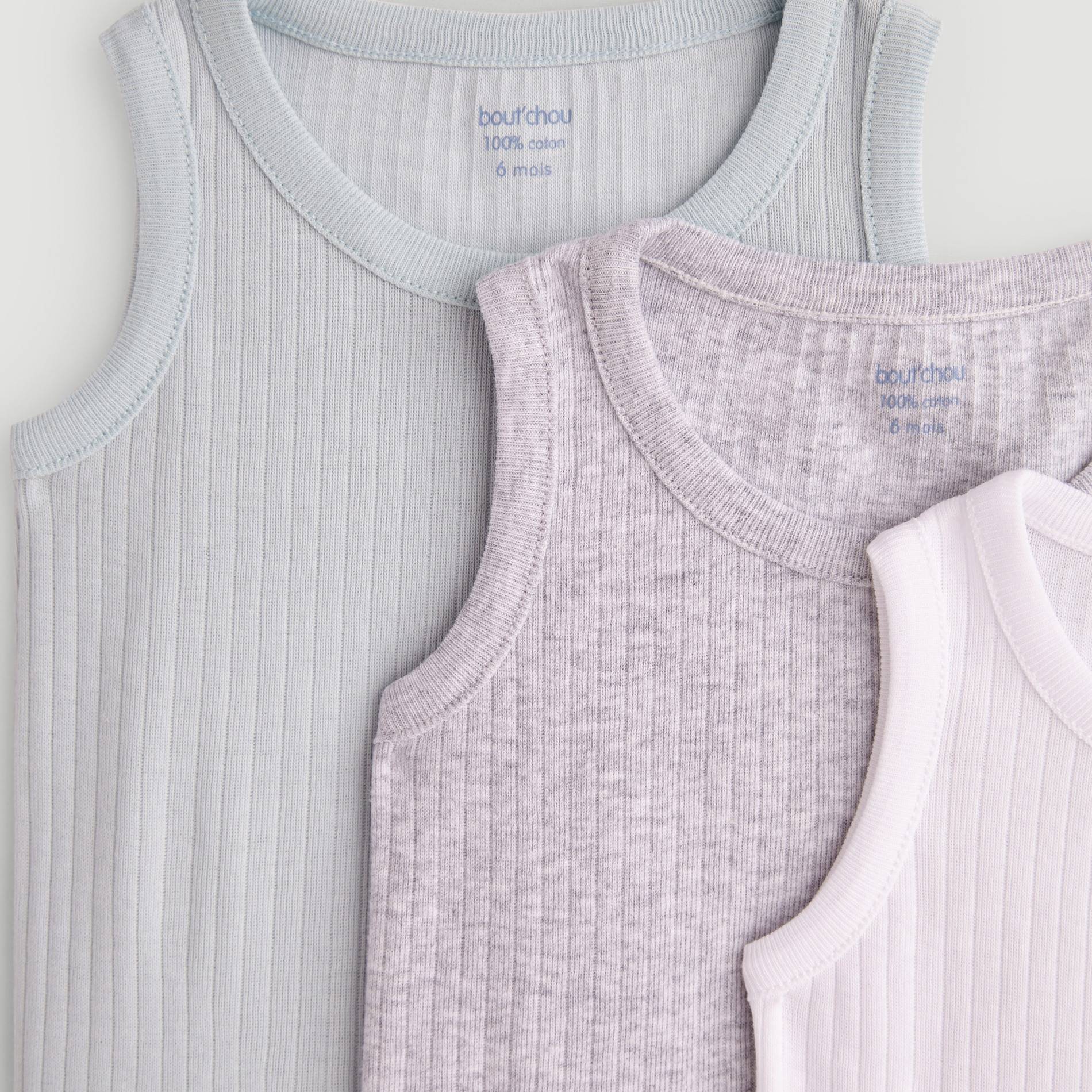 Lot de 3 bodies sans manches, Blanc, large image number 2.0