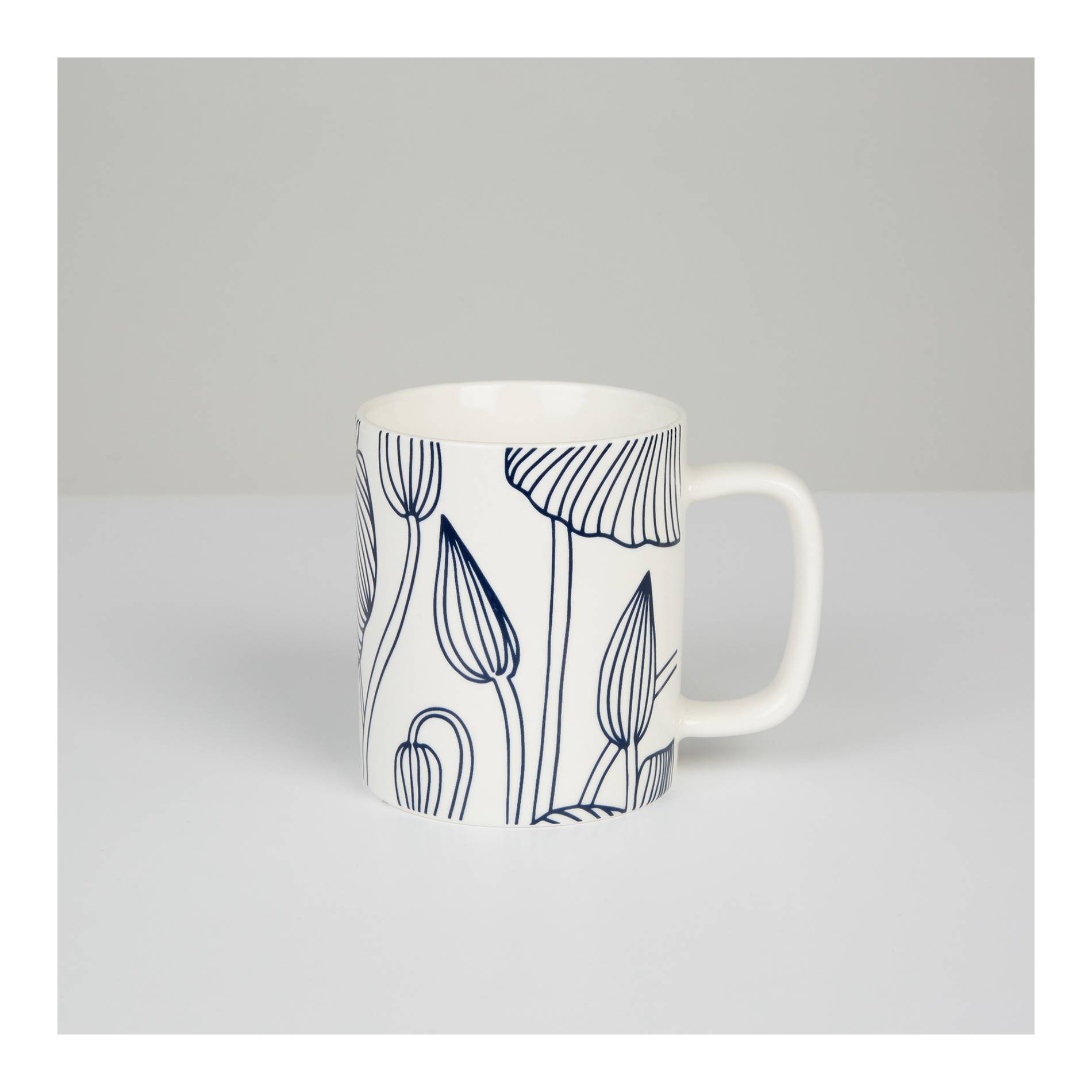 Mug droit motif fleurs, Indigo, large image number 0