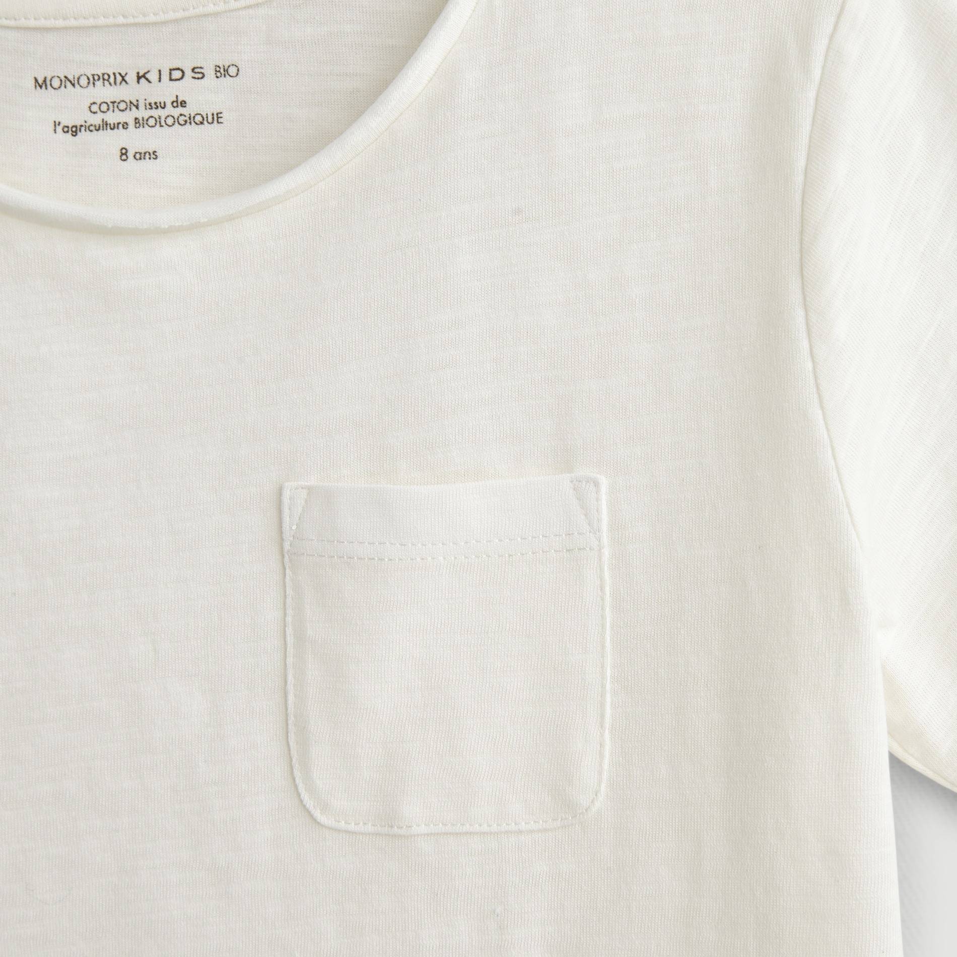 T-shirt manches courtes en coton BIO, Ecru, large image number 2.0