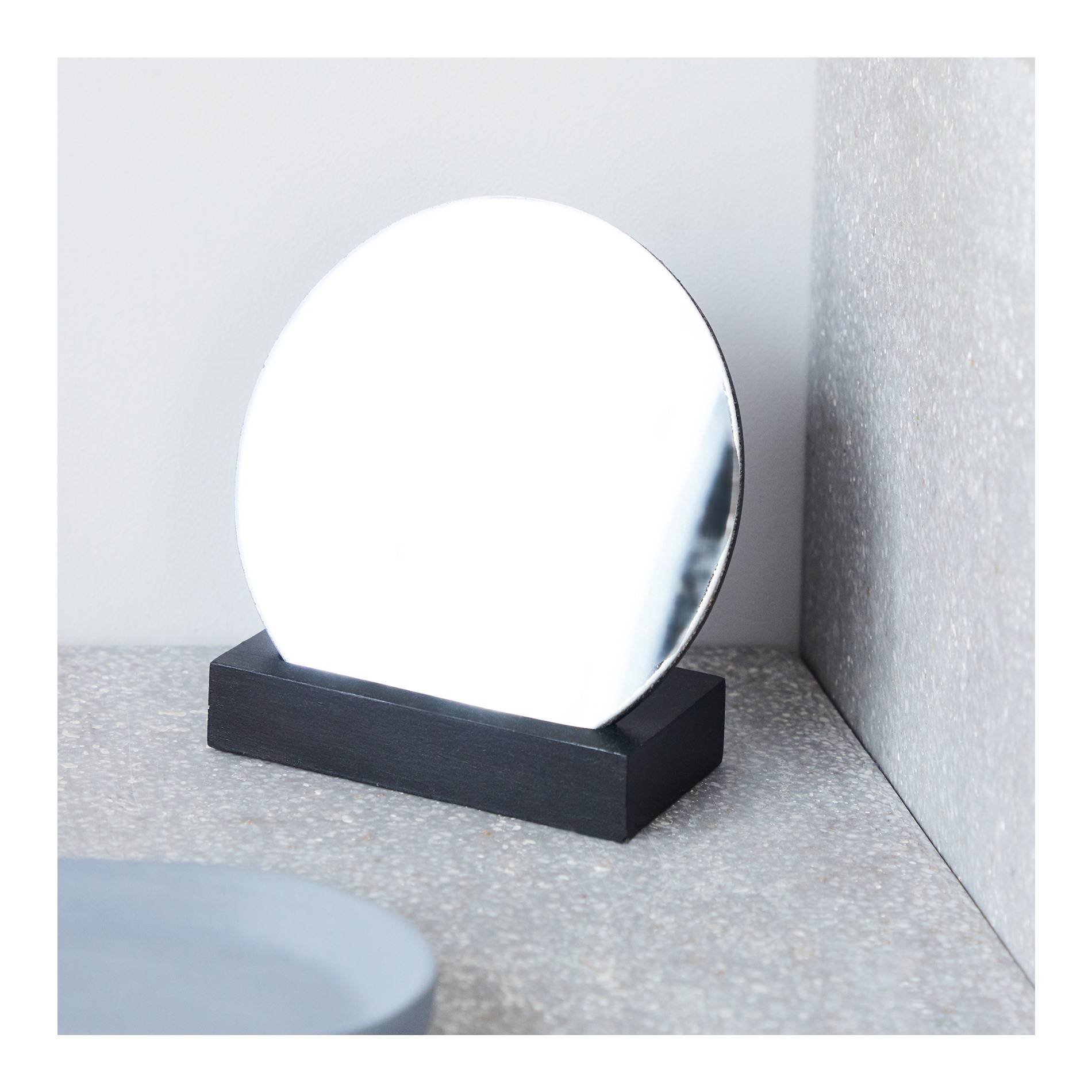 Miroir rond, socle noir, Noir, large image number 0