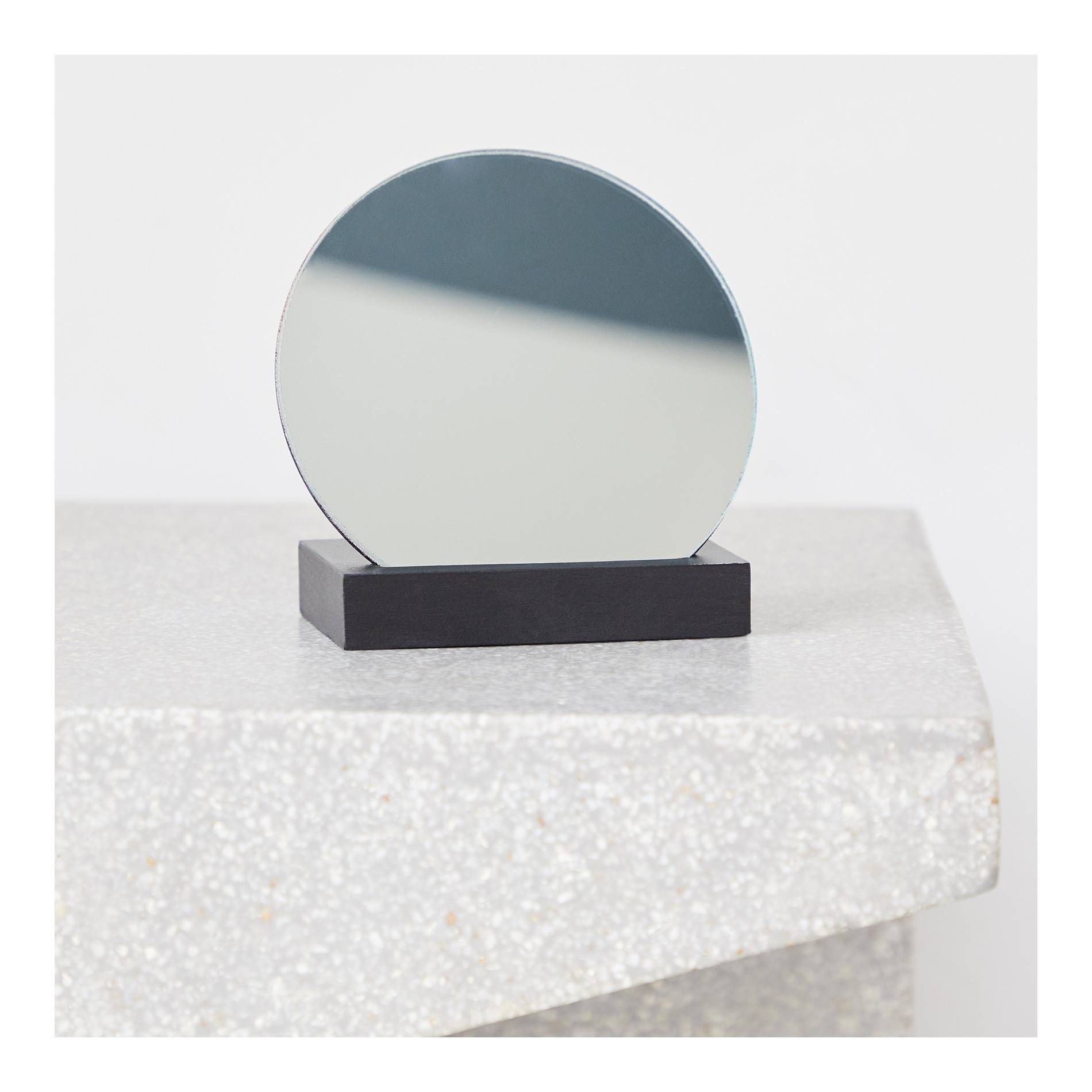 Miroir rond, socle noir, Noir, large image number 1