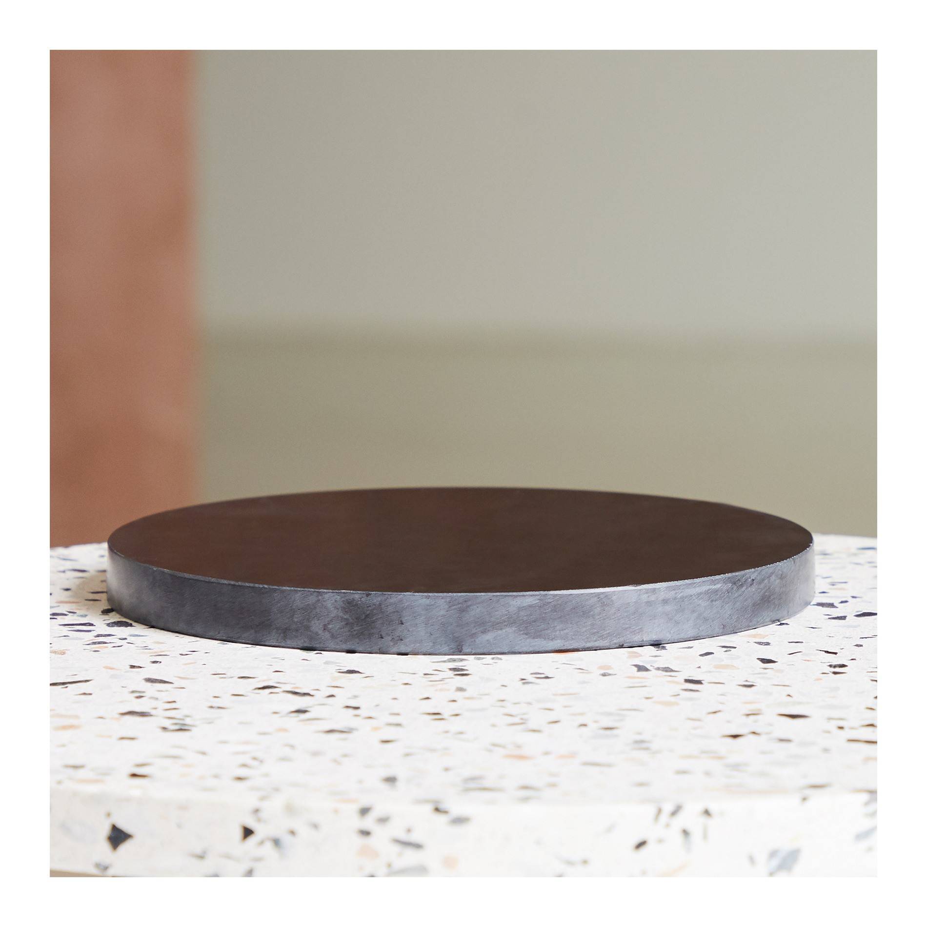 Dessous de bougie rond en marbre, Noir, large image number 1.0