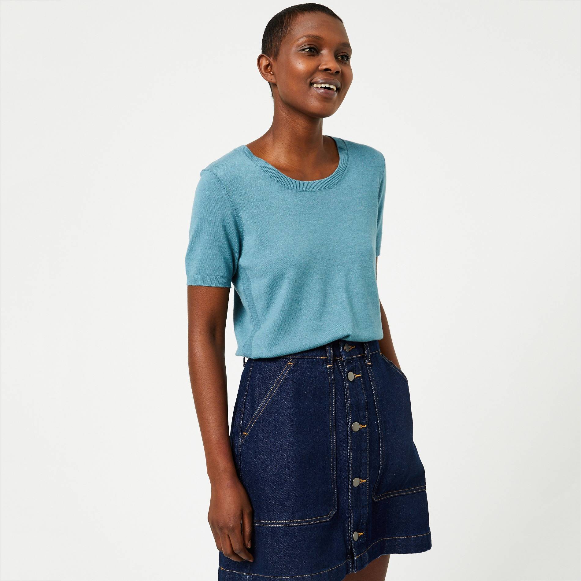 Pull manches courtes, Bleu gris, large image number 0