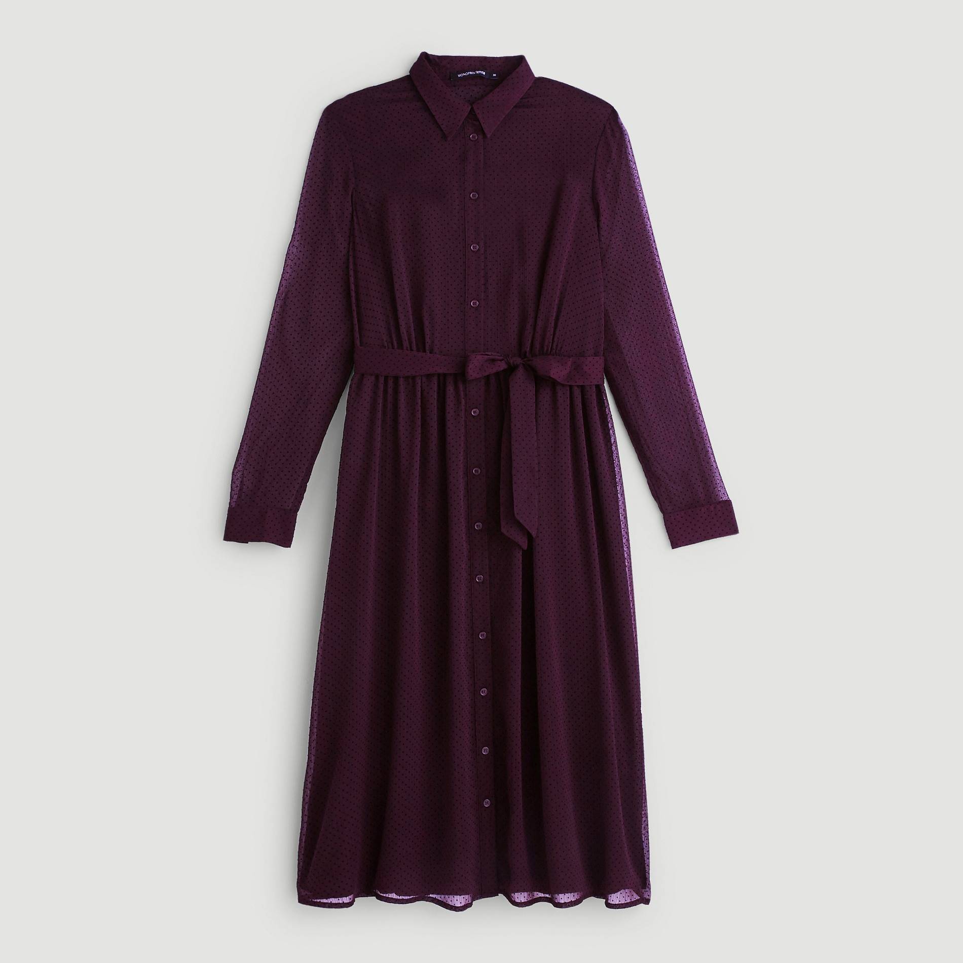 Robe large imprimée pois, Chocolat, large image number 2.0