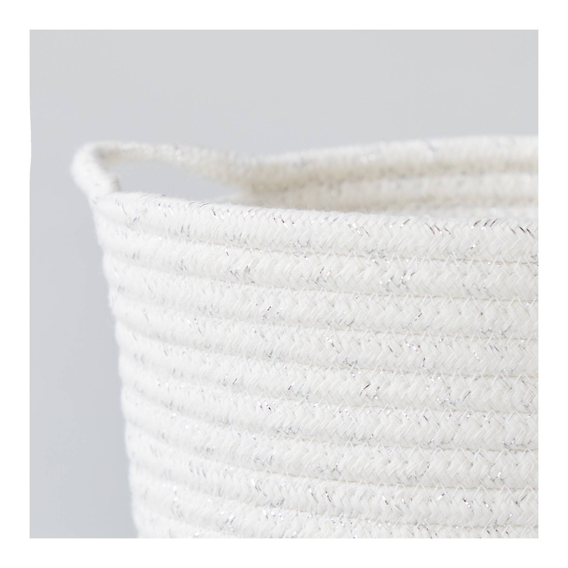 Mini panier argenté et blanc, Blanc, large image number 1