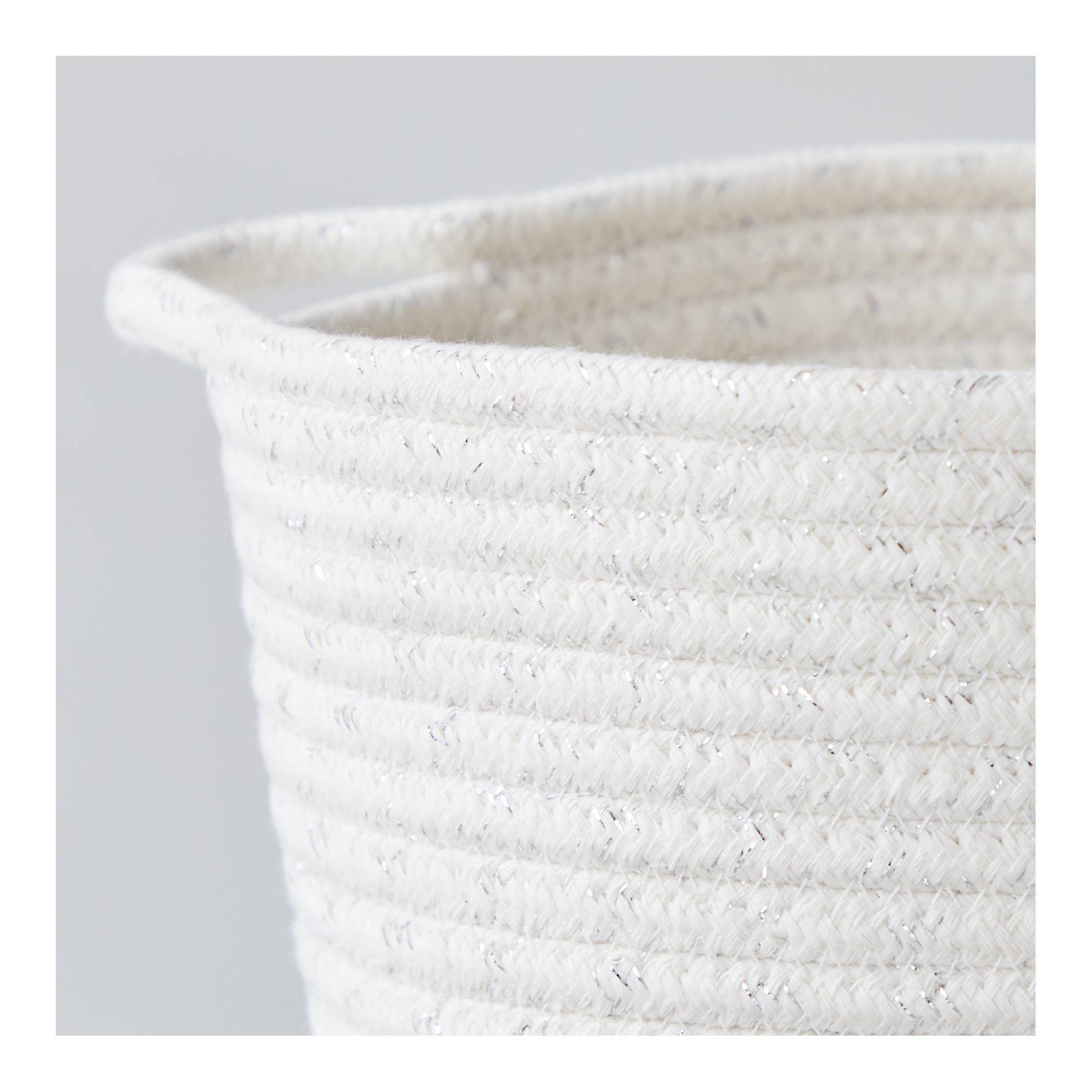Mini panier argenté et blanc, Blanc, large image number 1