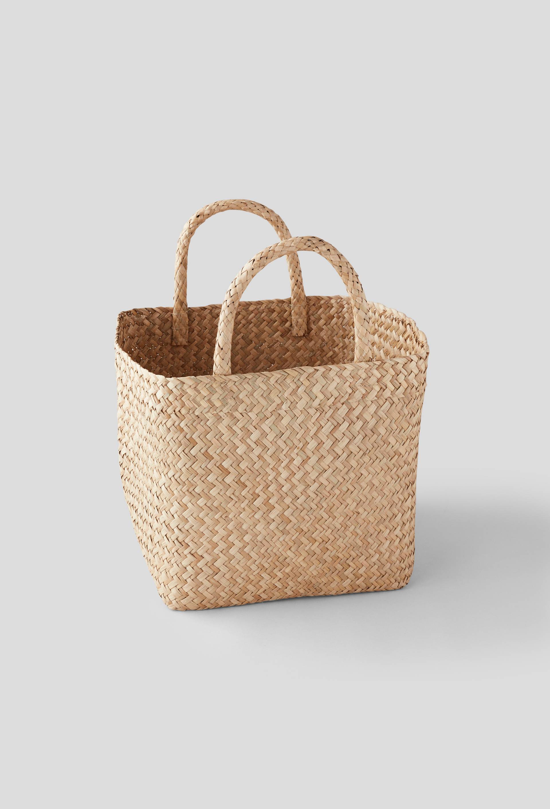 Panier carré en jonc de mer, Brun clair, large image number 0.0