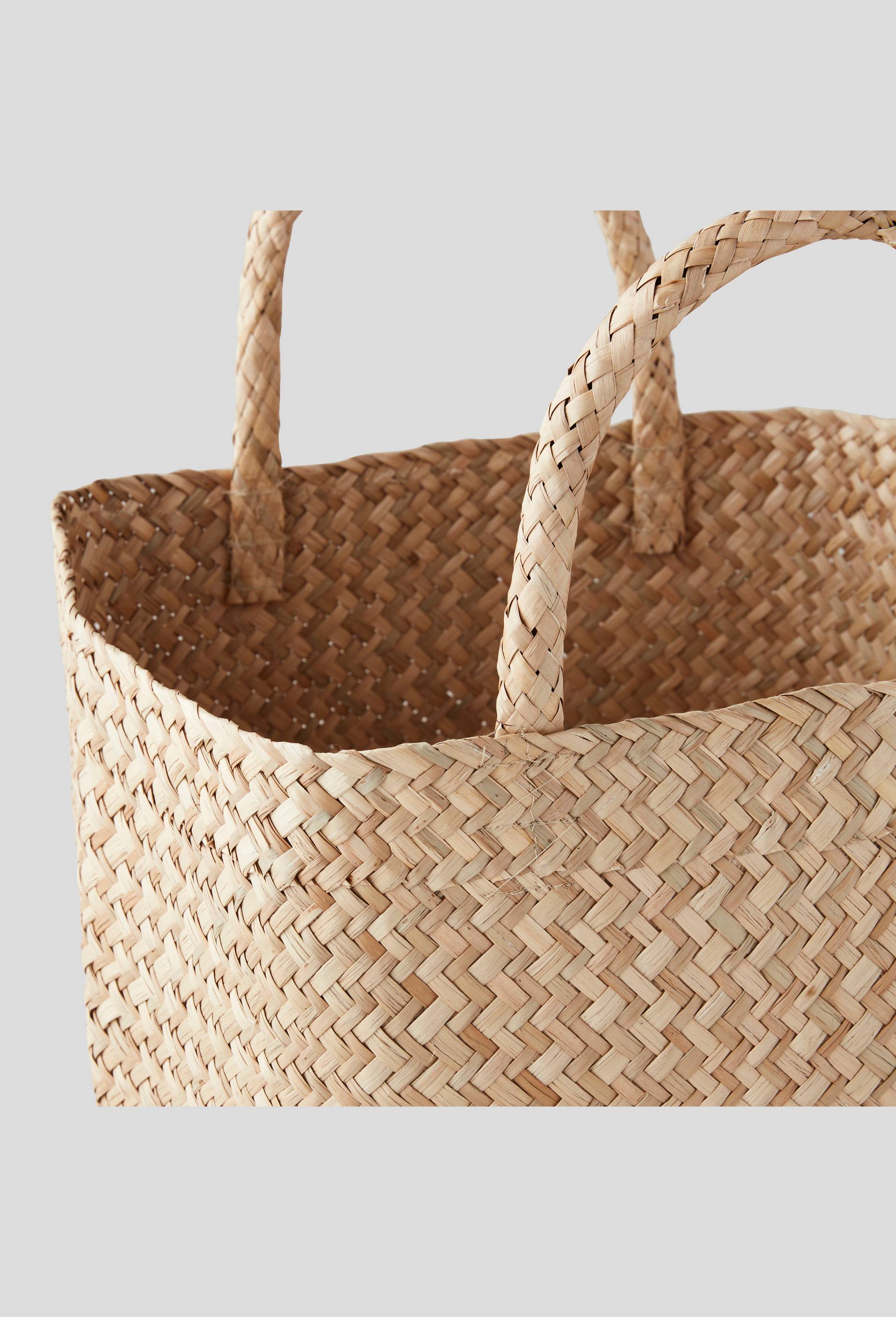 Panier carré en jonc de mer, Brun clair, large image number 1.0