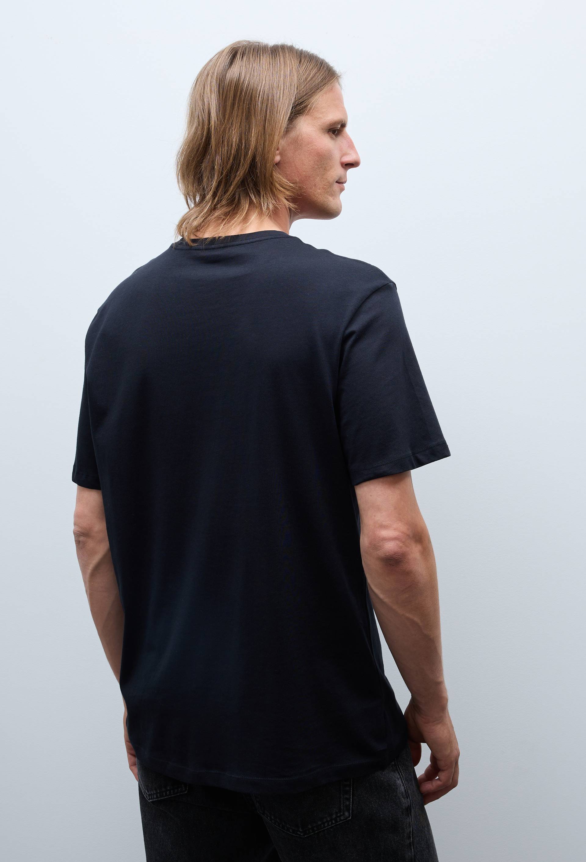 T-shirt manches courtes col v en coton BIO GOTS, Noir, large image number 1.0