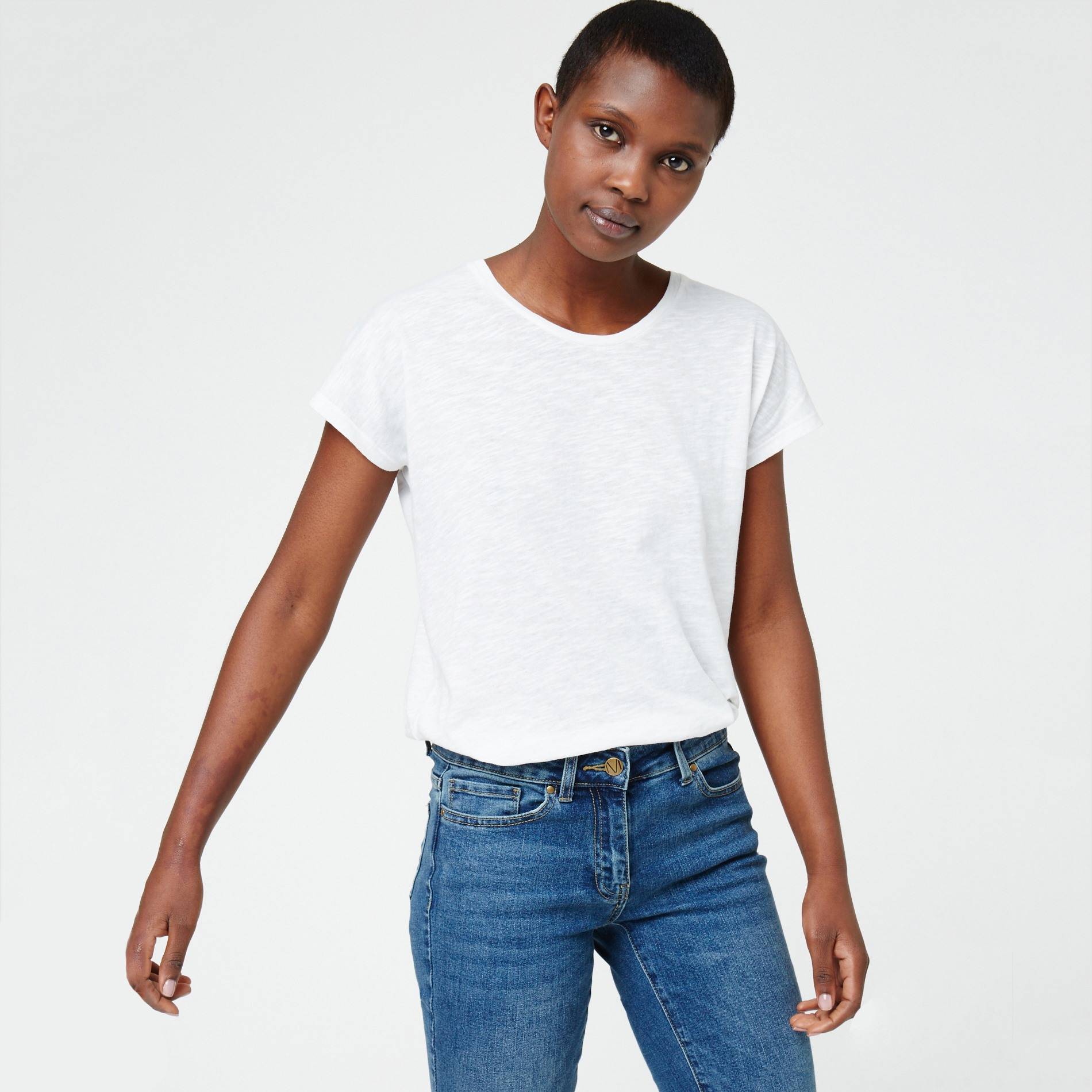 T-shirt en coton flammé, Blanc, large image number 0