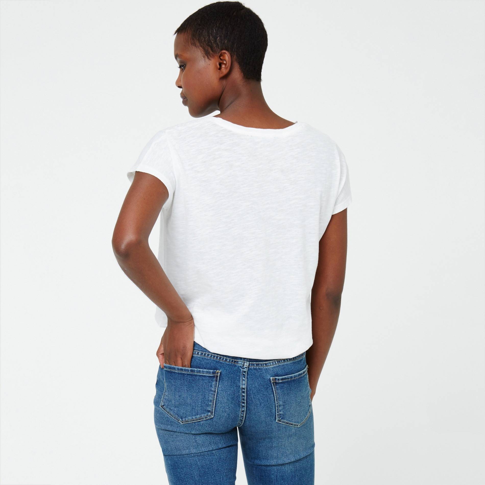 T-shirt en coton flammé, Blanc, large image number 1