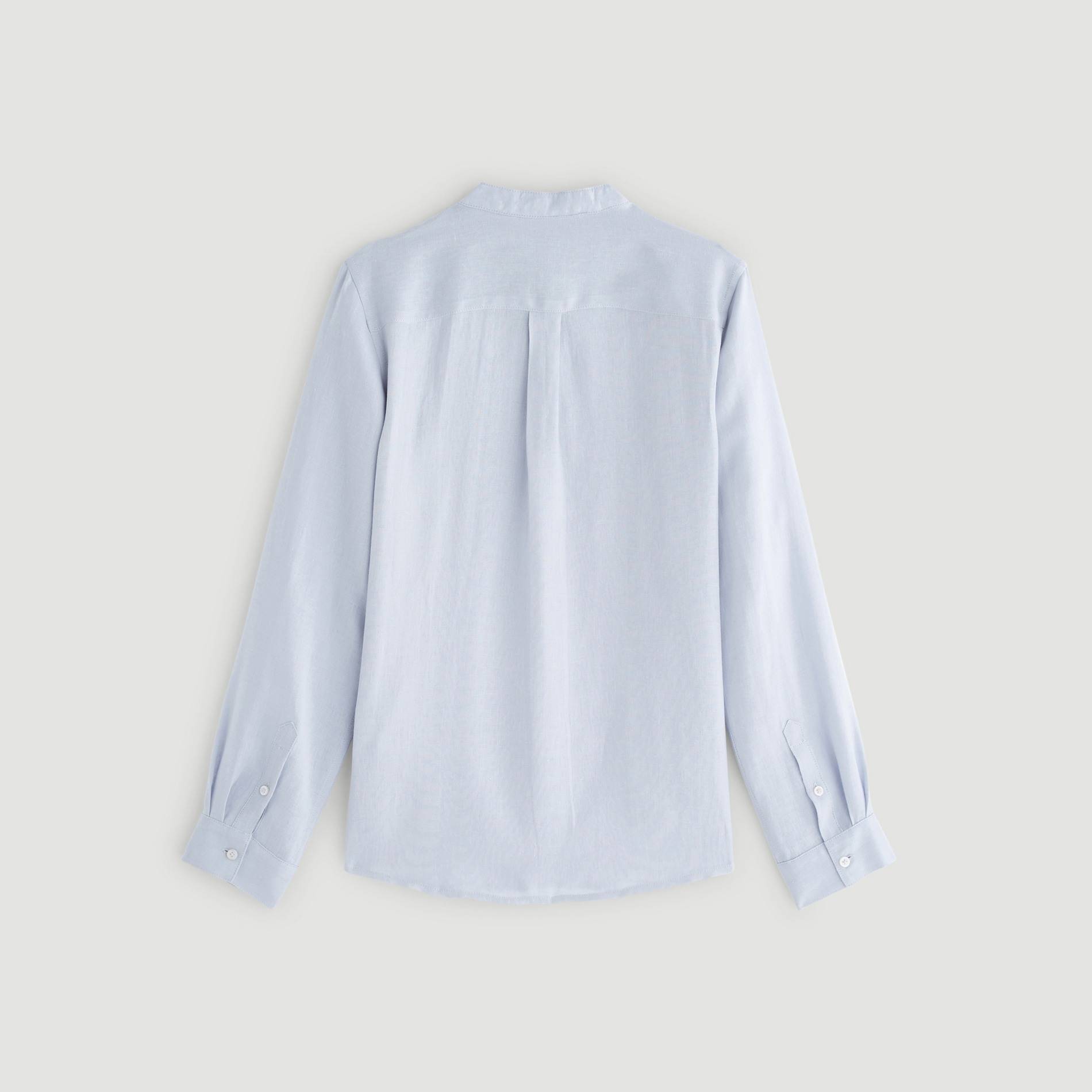 Chemise manches longues en lin col mao, Indigo, large image number 1