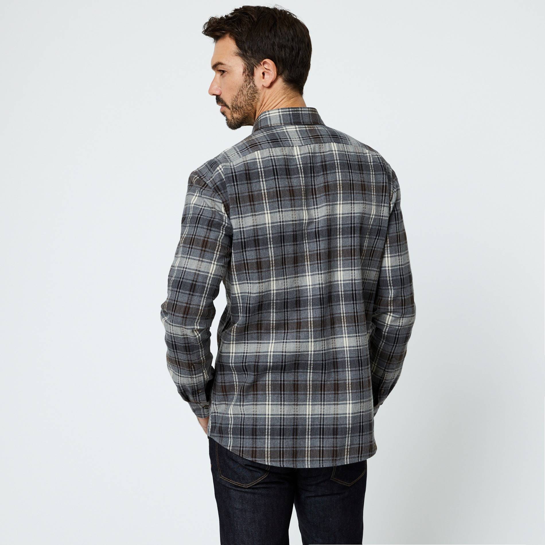 Chemise à carreaux coupe regular, Gris, large image number 1