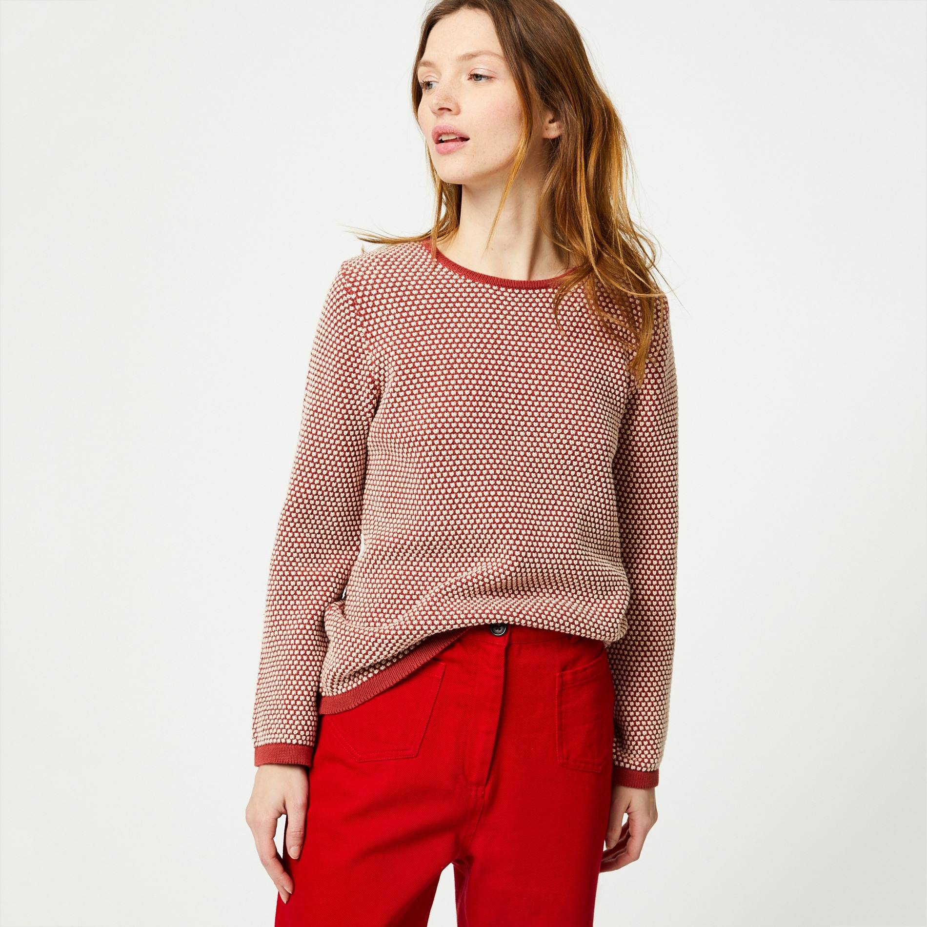 Pull en coton en point fantaisie, Brun, large image number 0.0