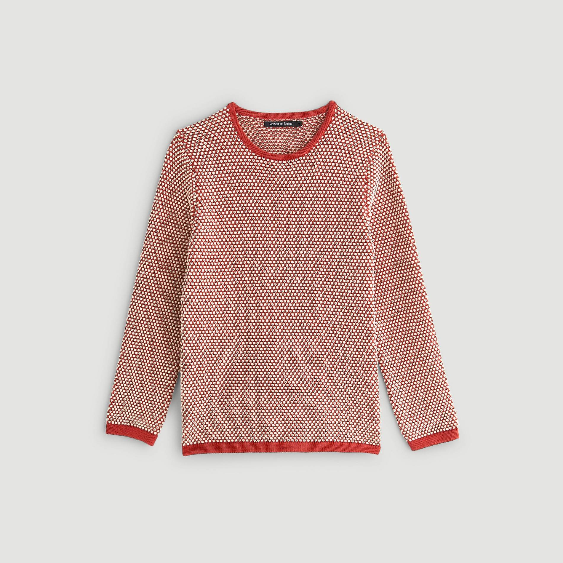 Pull en coton en point fantaisie, Brun, large image number 2.0