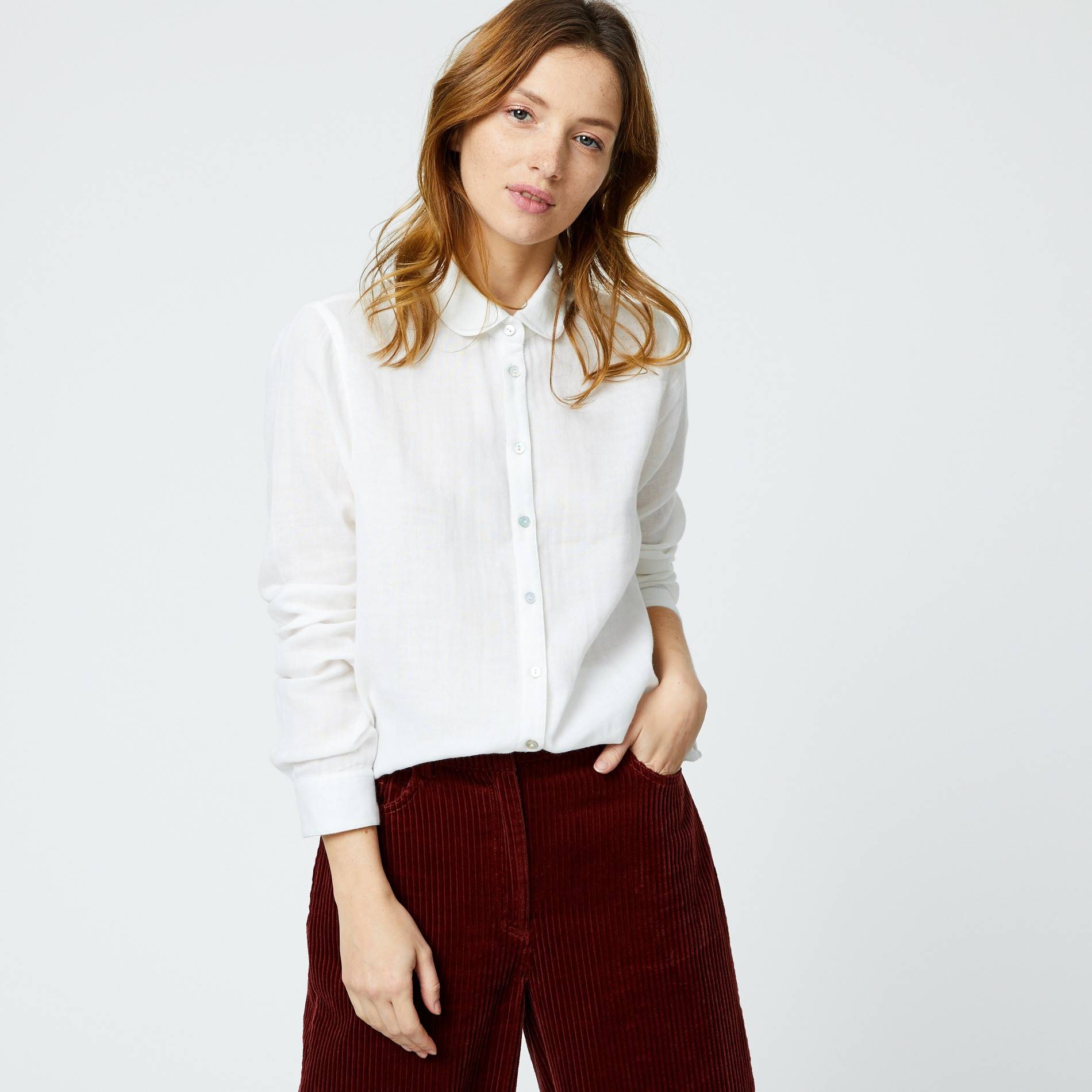 Chemise manches longues en coton bio, Ecru, large image number 0