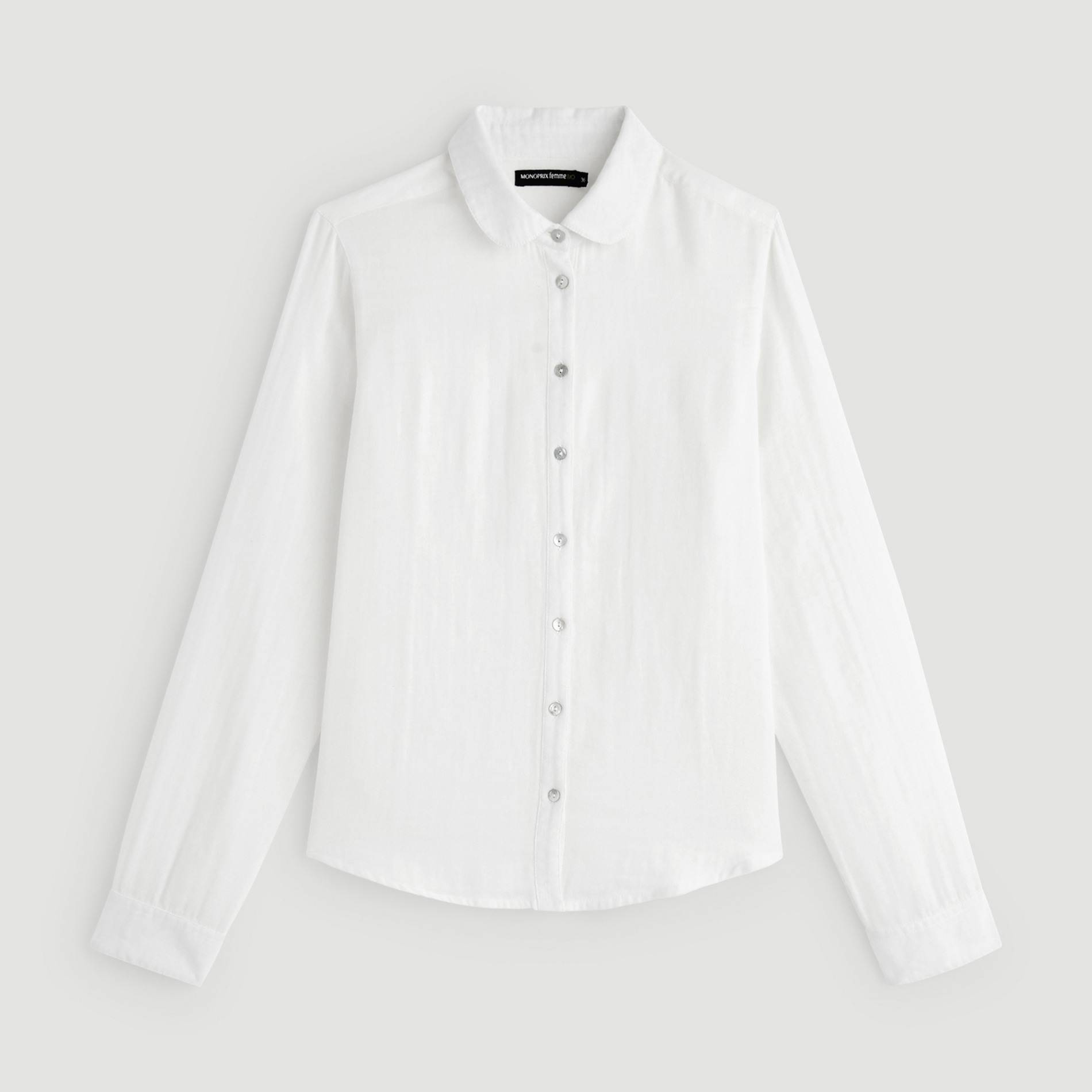 Chemise manches longues en coton bio, Ecru, large image number 2.0