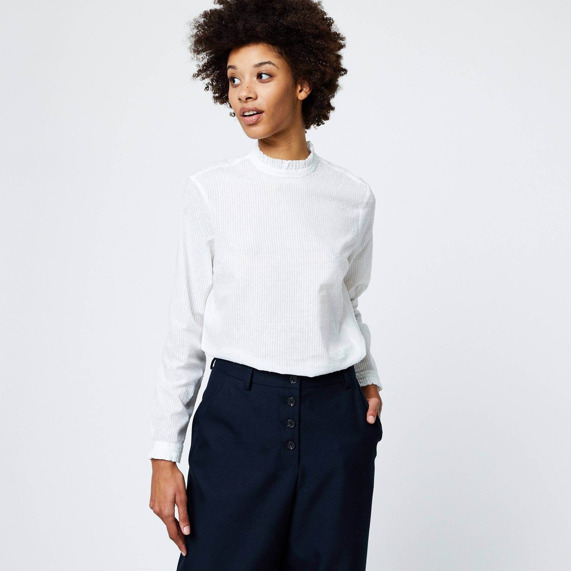 Blouse en coton à plumetis, Blanc, large image number 0