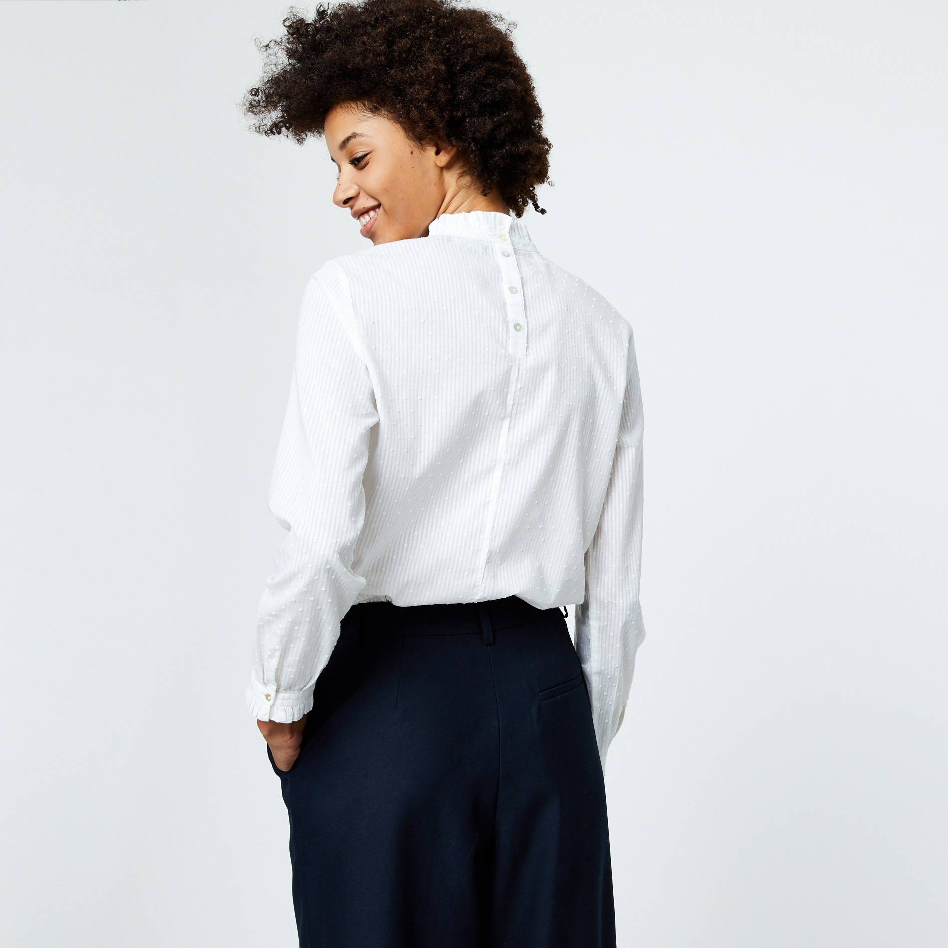 Blouse en coton à plumetis, Blanc, large image number 1.0