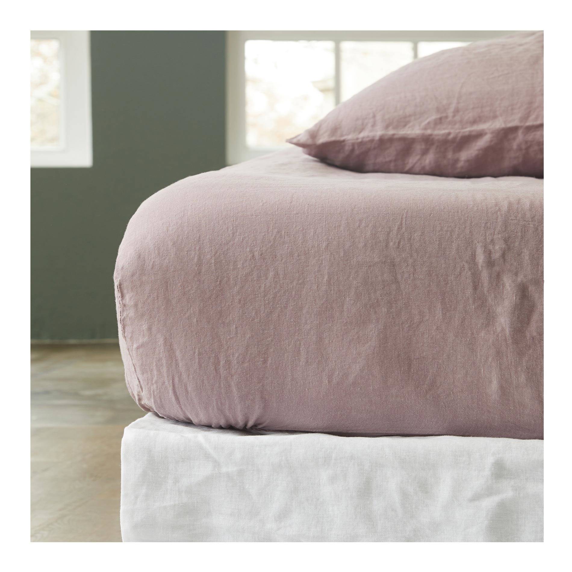 Drap housse, 140x190cm, blanc, 100% pur lin lavé, Gris foncé, large image number 0.0