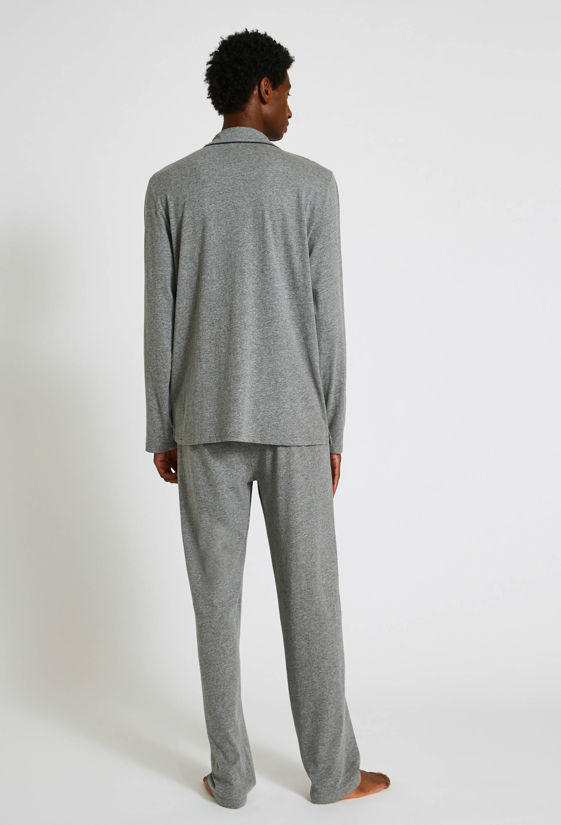Pyjama manches longues et pantalon en mélange coton et viscose, Gris, large image number 1