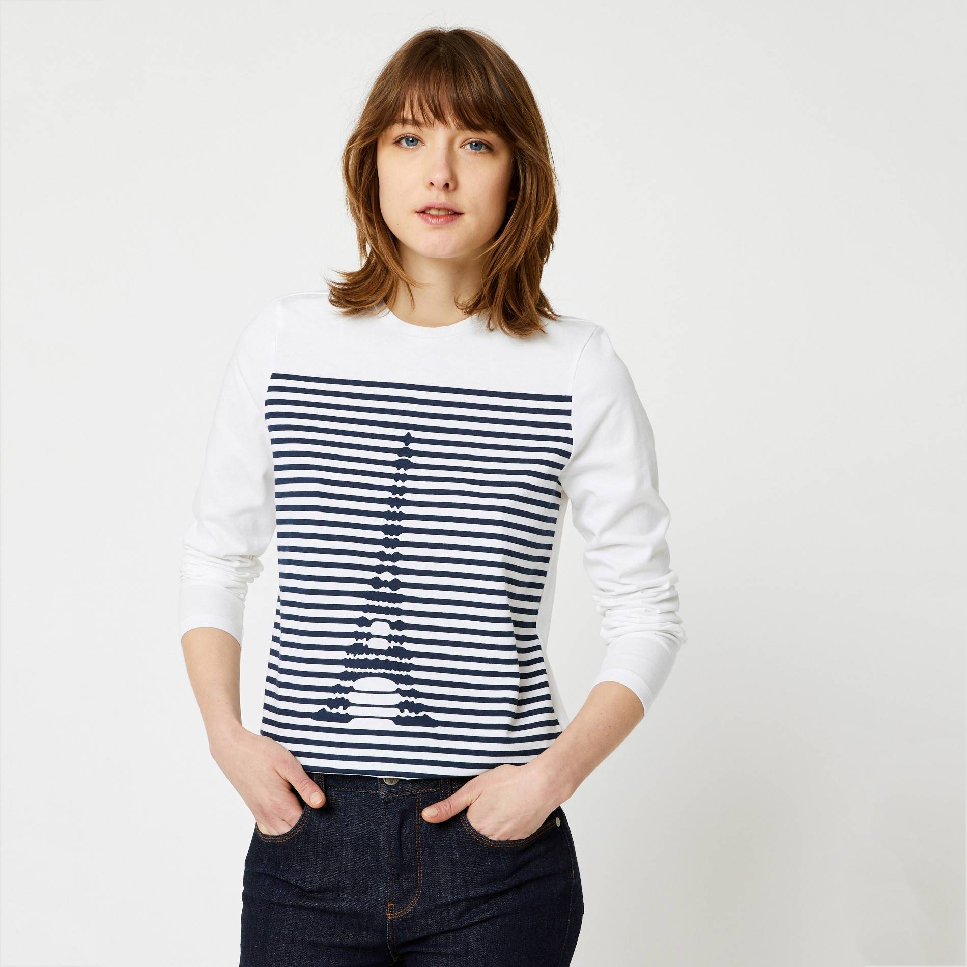 Tshirt manches longues rayé, Blanc, large image number 0.0