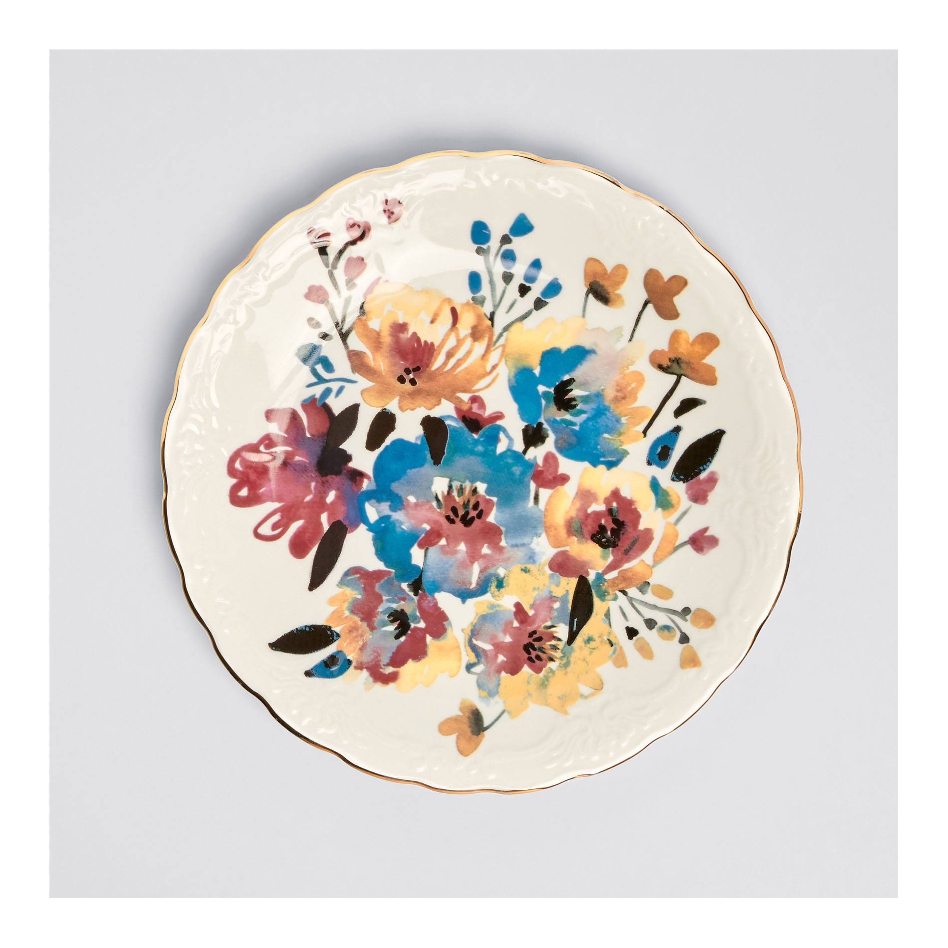 Assiette plate motif fleur, Blanc, large image number 1