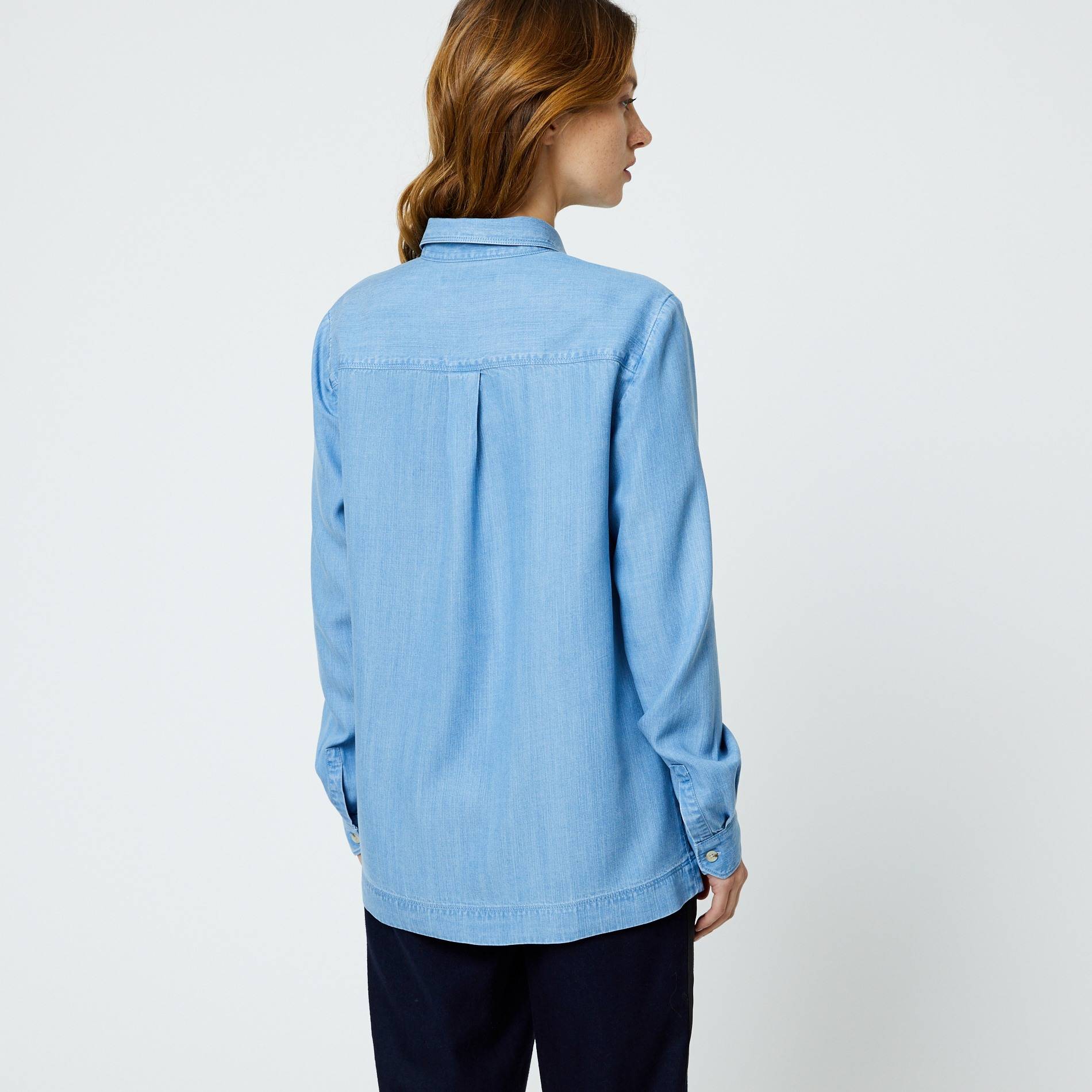Chemise manches longues lyocel, Indigo, large image number 1.0