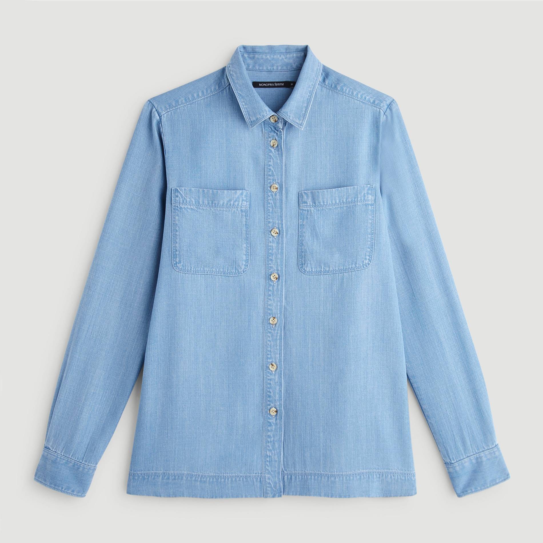 Chemise manches longues lyocel, Indigo, large image number 2.0