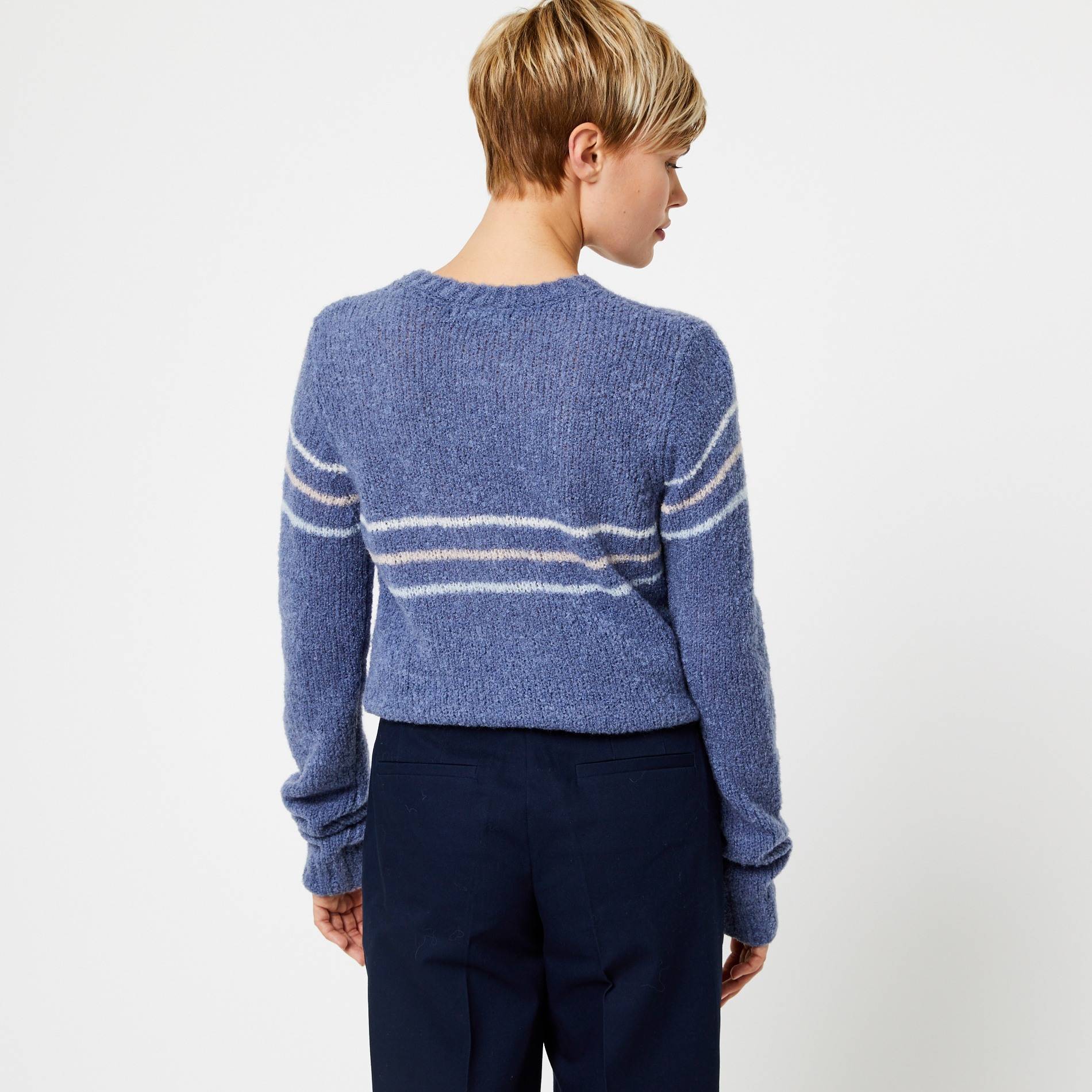 Pull rayé contenant de la laine, Gris anthracite, large image number 1