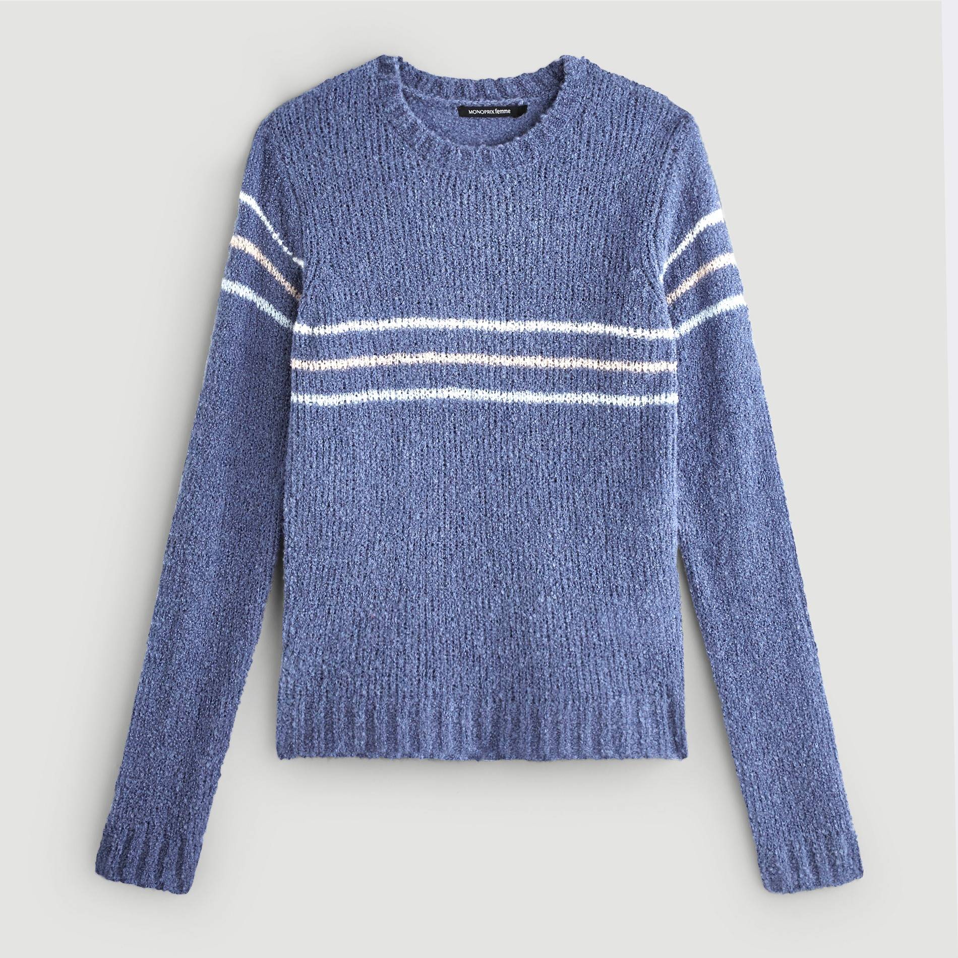 Pull rayé contenant de la laine, Gris anthracite, large image number 2