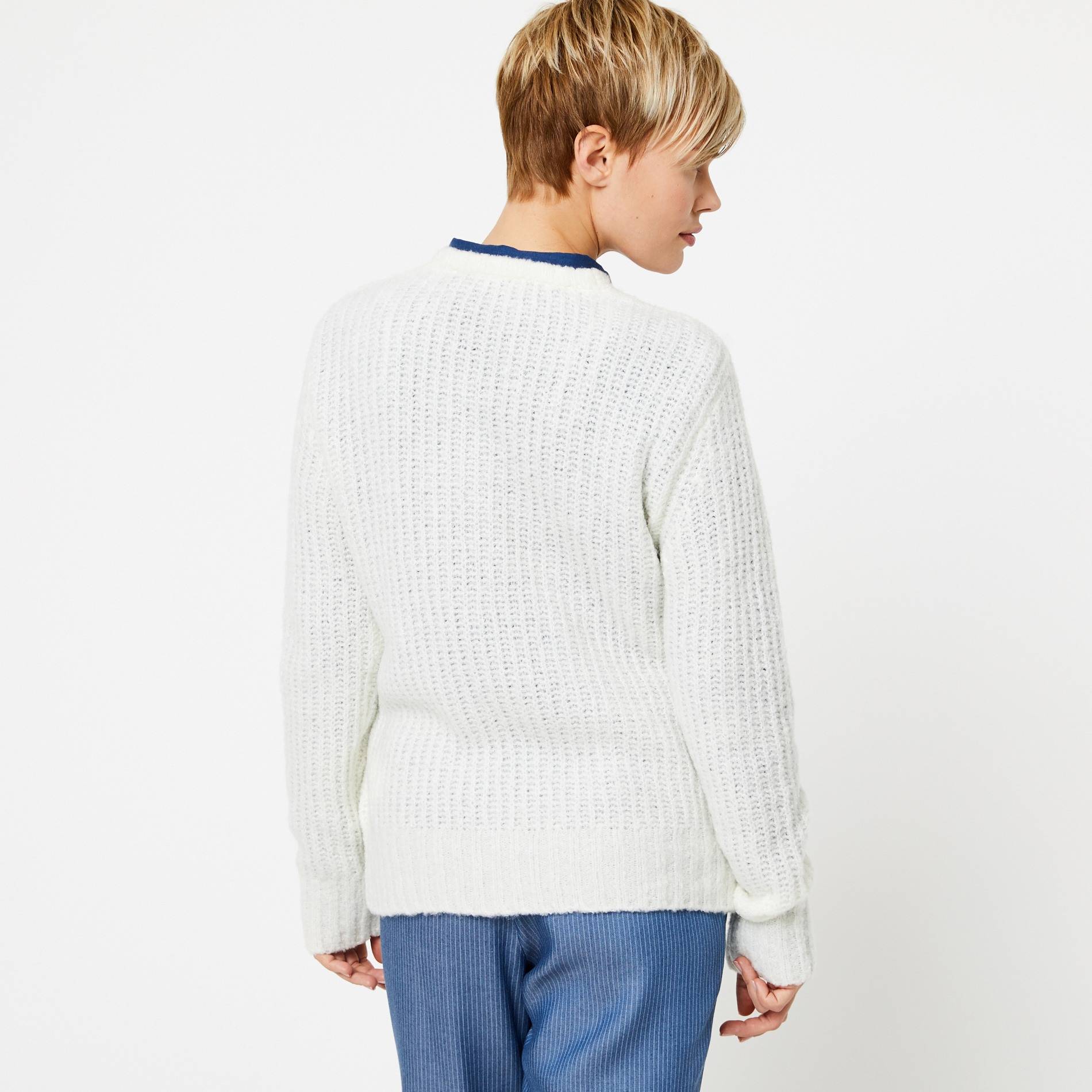 Cardigan cache-coeur contenant de la laine, Blanc, large image number 1