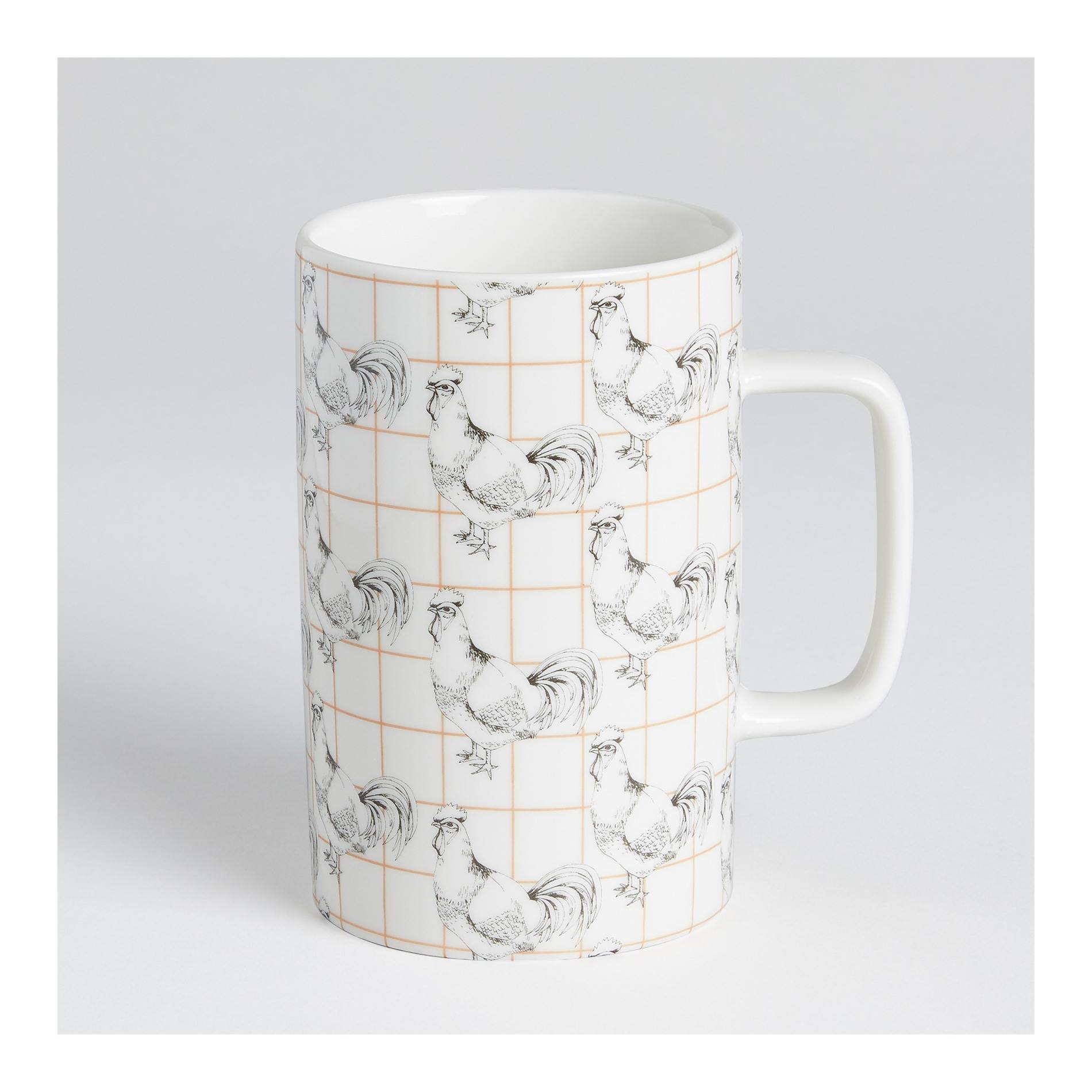 Mug long, motif coq, Ecru, large image number 1
