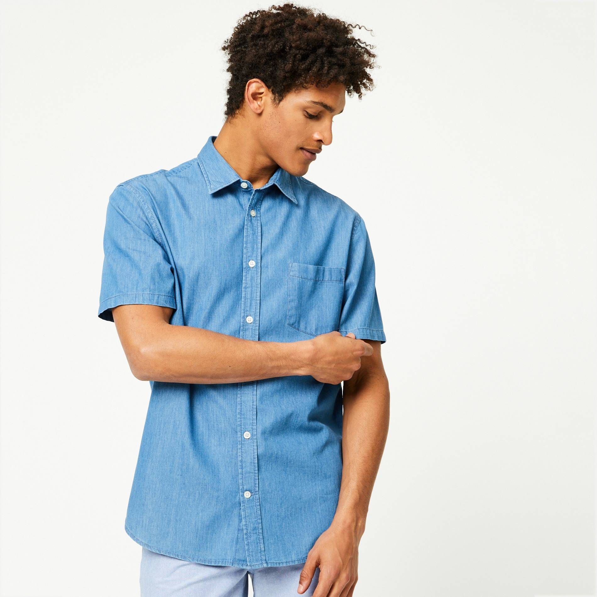 Chemise manches courtes coupe regular, Bleu gris, large image number 0.0