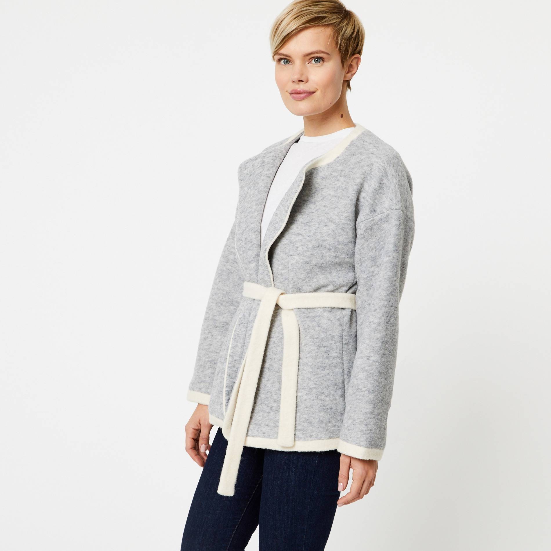 Veste courte ceinturée, Gris moyen, large image number 0