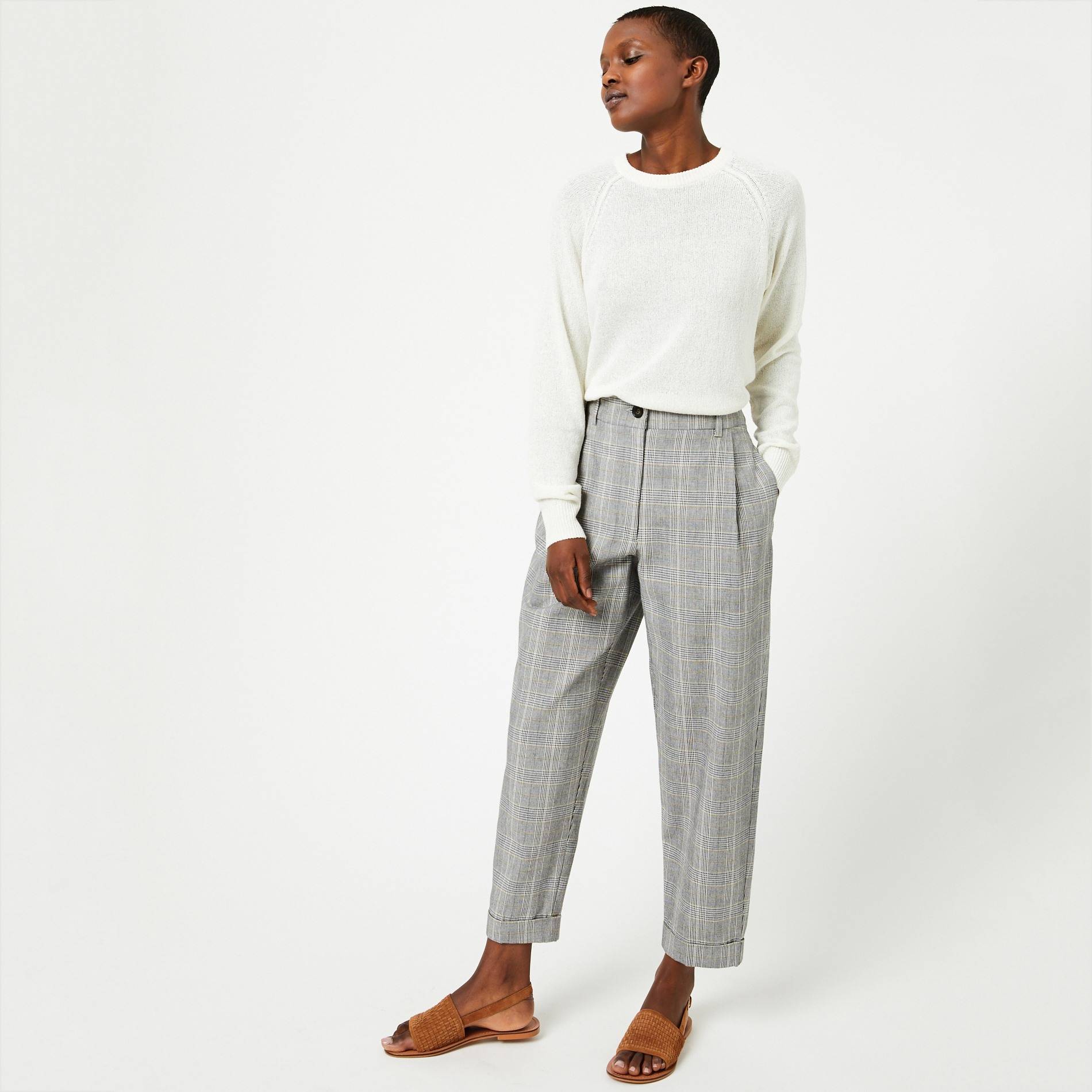 Pantalon taille haute, Camel, large image number 0