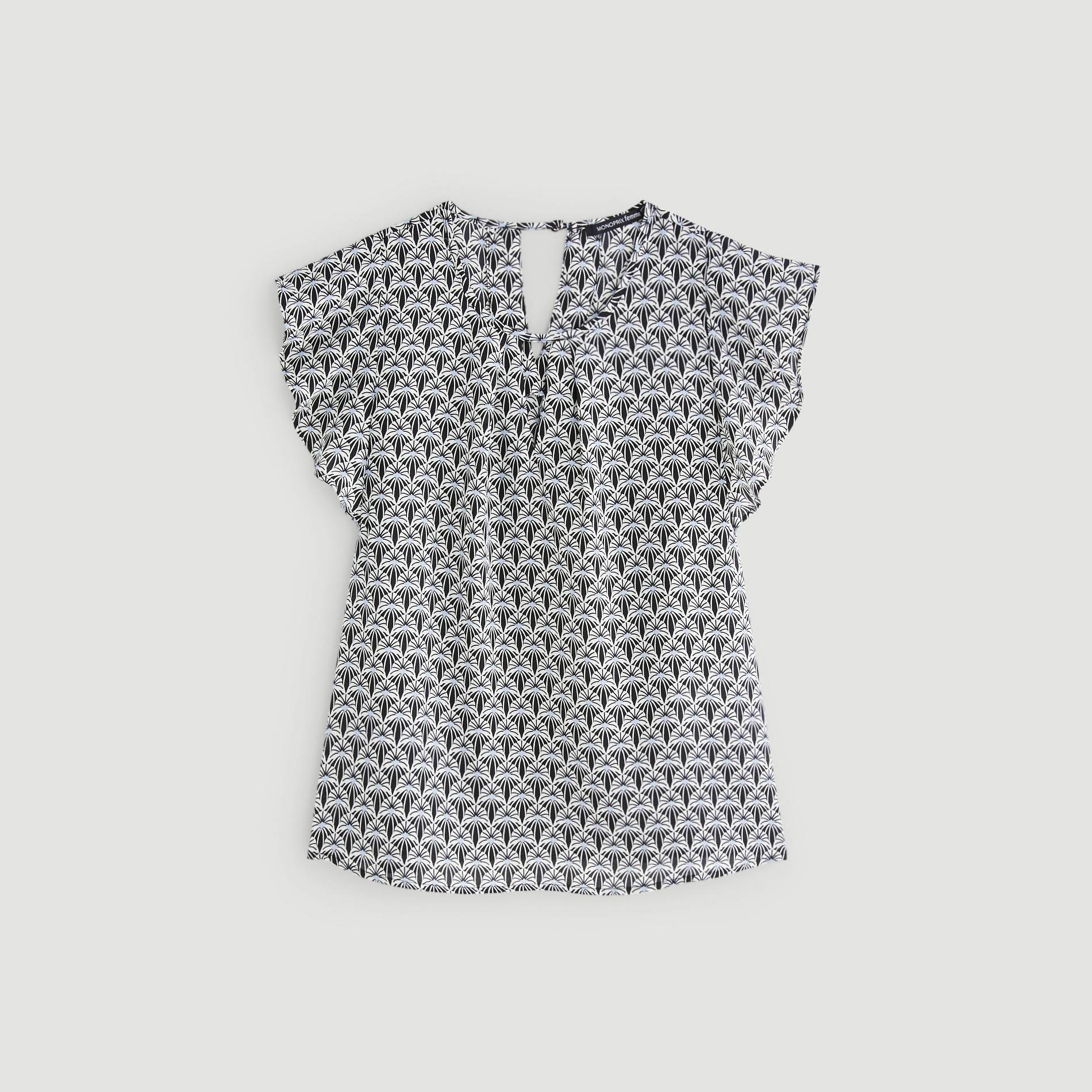 Blouse  imprimée sans manches volants, Noir, large image number 2.0