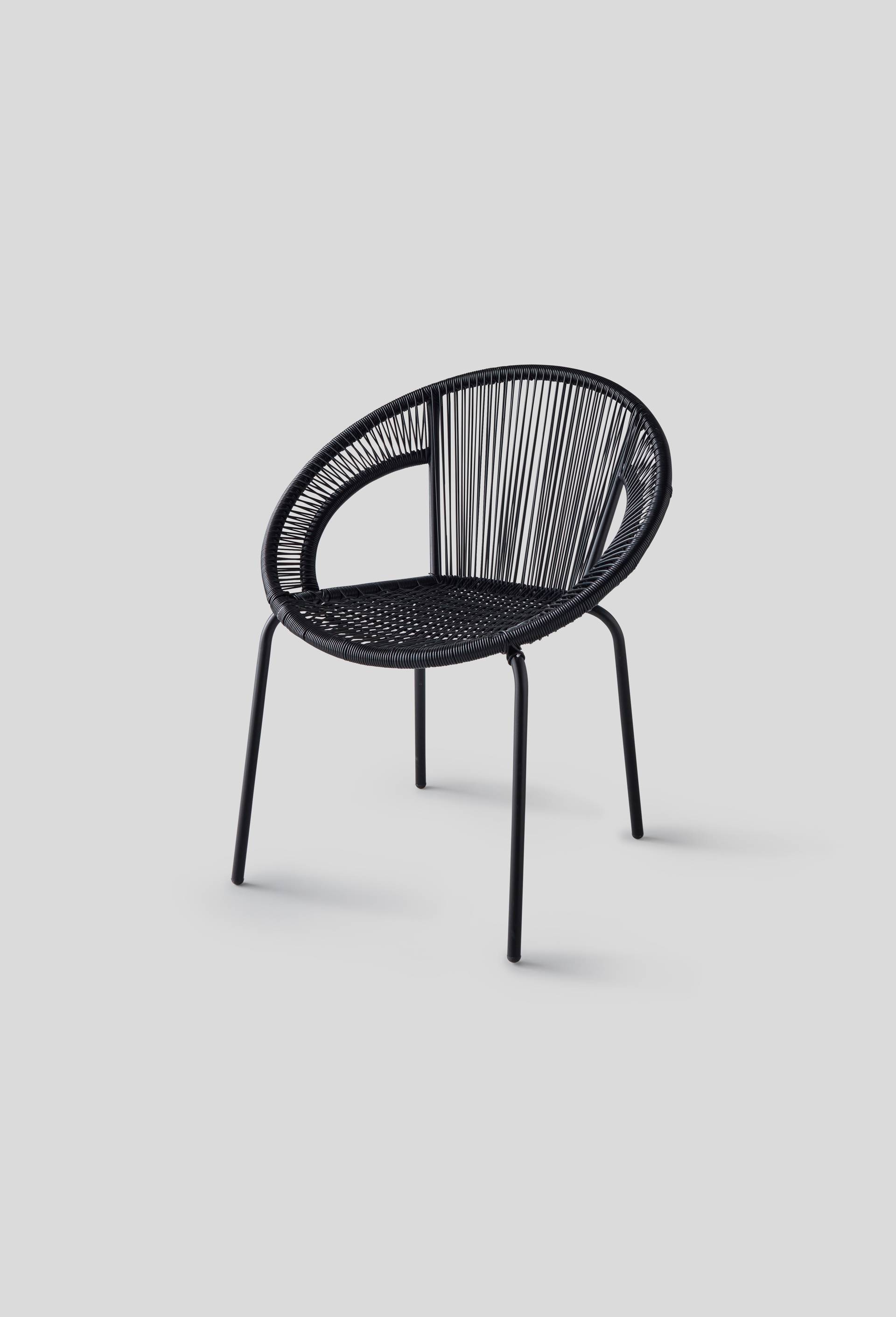 Fauteuil cordes, 65x56xH74cm, en métal et polyester, Noir, large image number 0